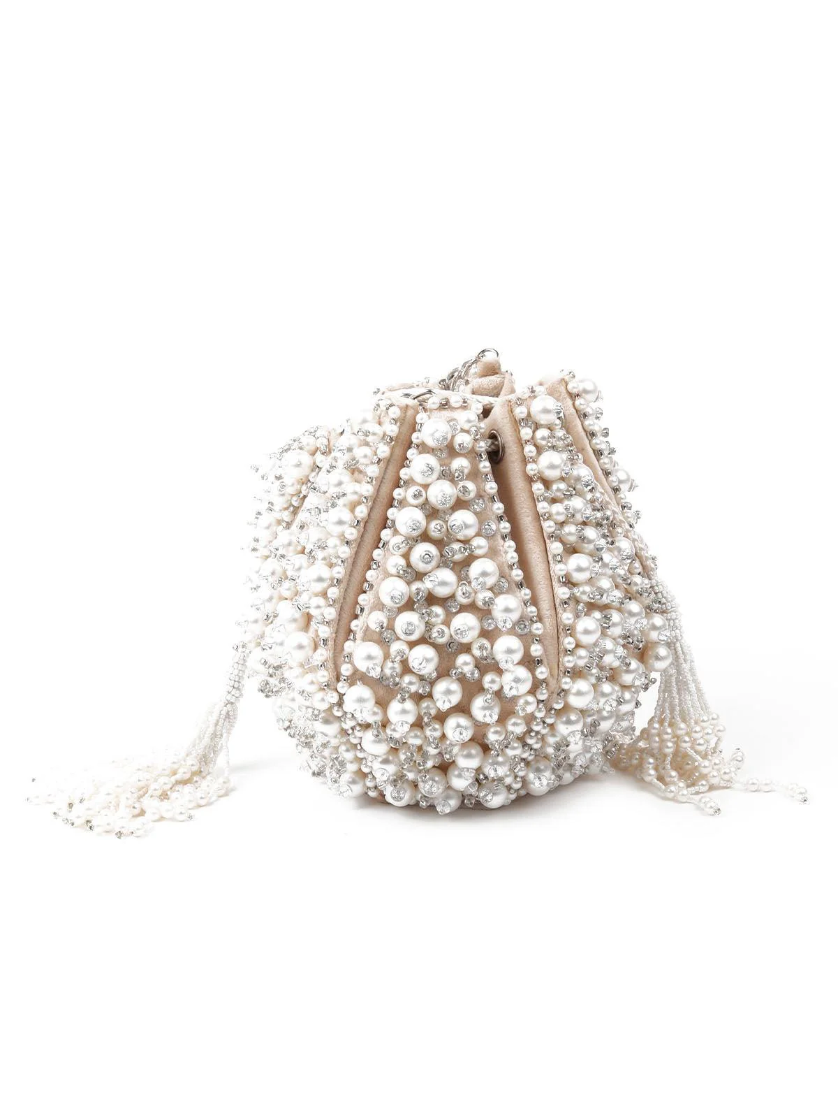 Odette Women Impressive Cream Embellished Potli Bag - Image 5