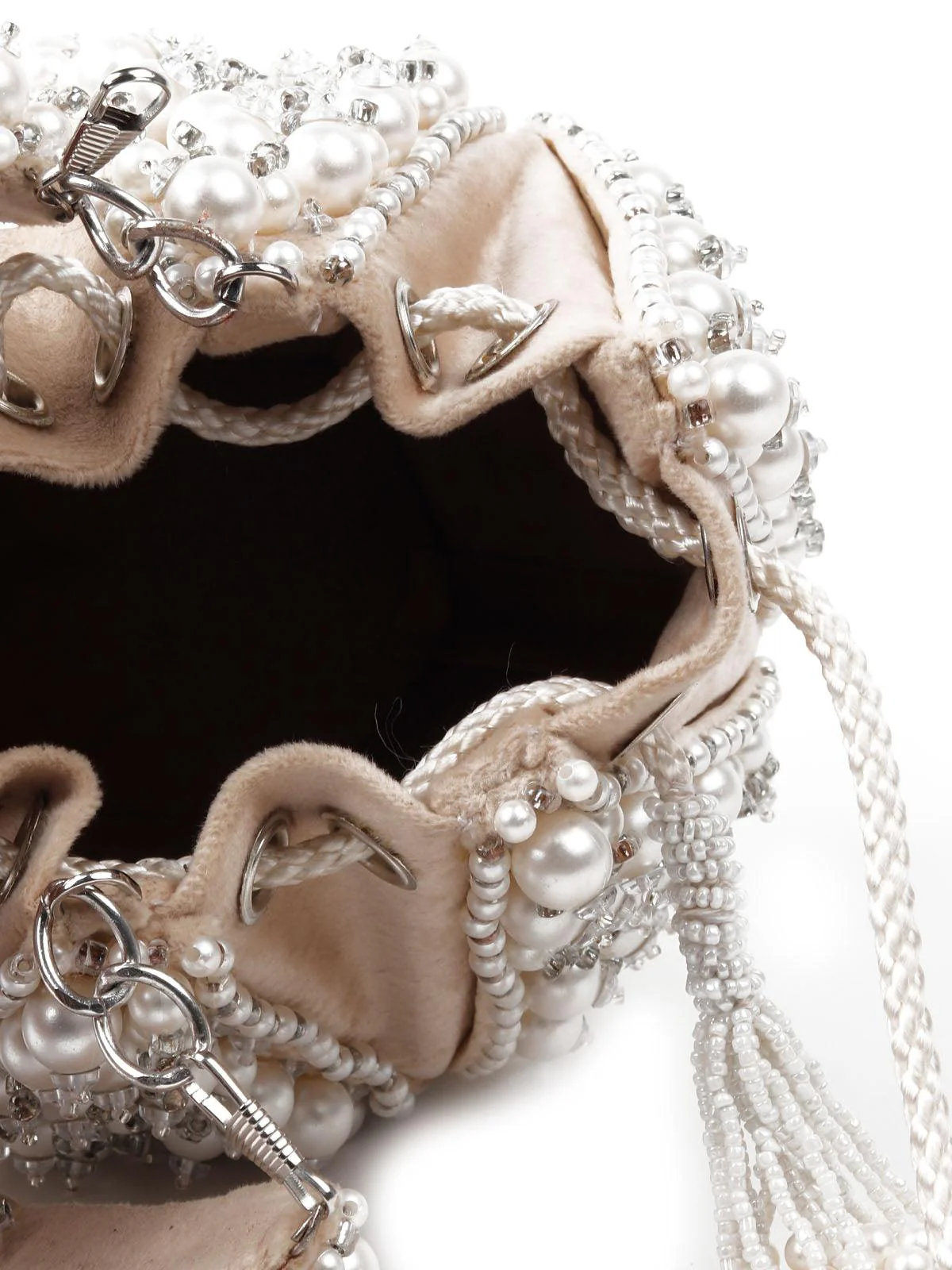 Odette Women Impressive Cream Embellished Potli Bag - Image 6