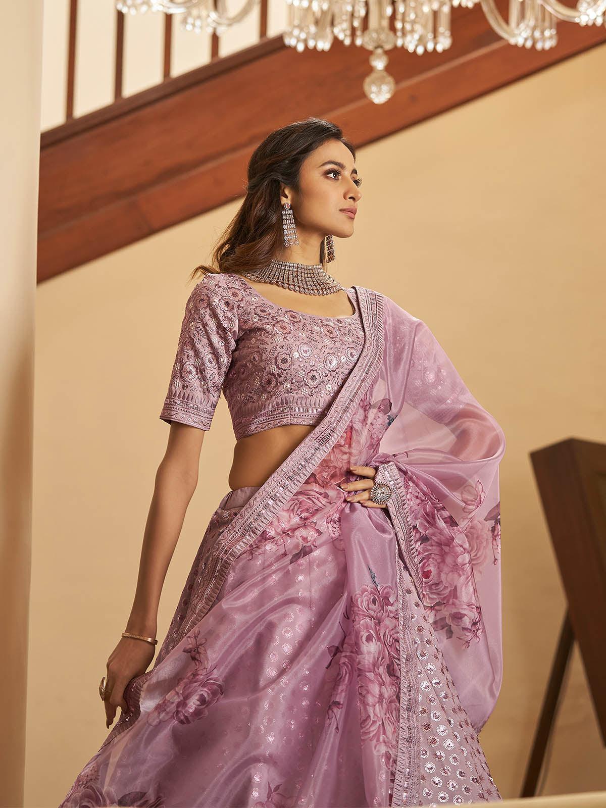 Odette Women Impressive Dusty Pink Art Silk Semi Stitched Lehenga With  Unstitched Blouse - Image 4