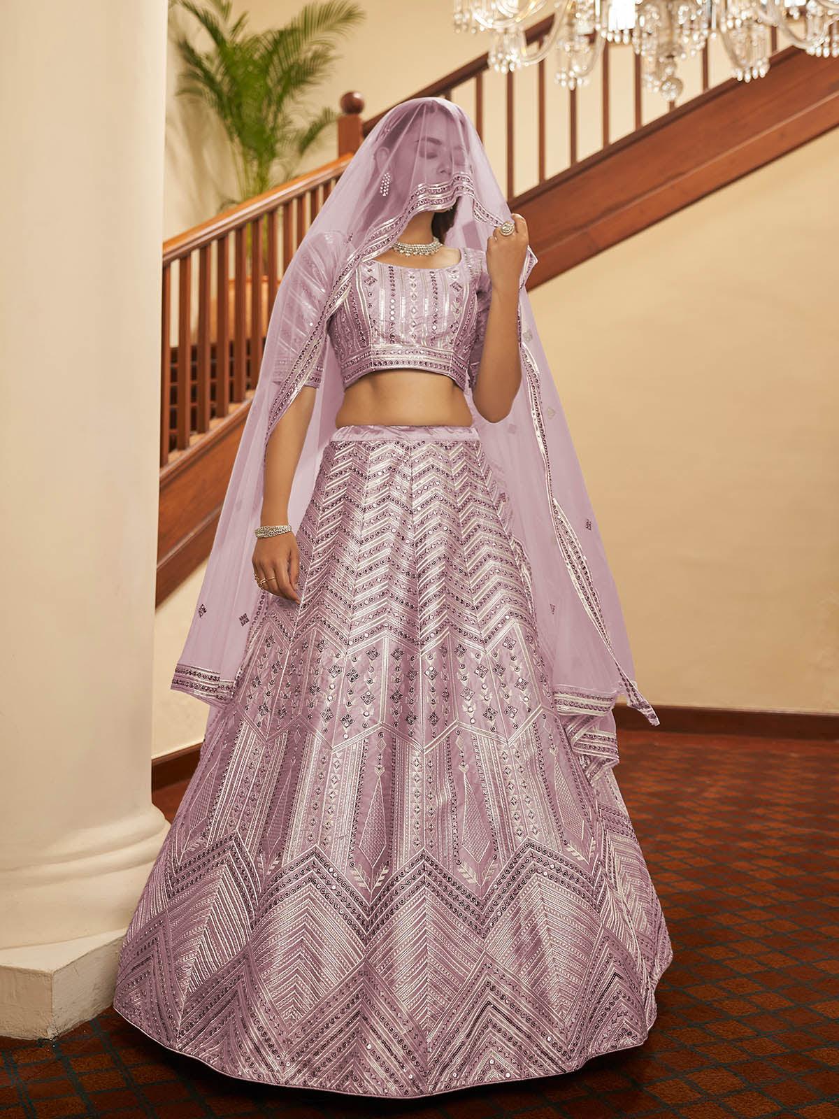Odette Women Impressive Dusty Pink Silk Semi Stitched Lehenga With  Unstitched Blouse - Image 2