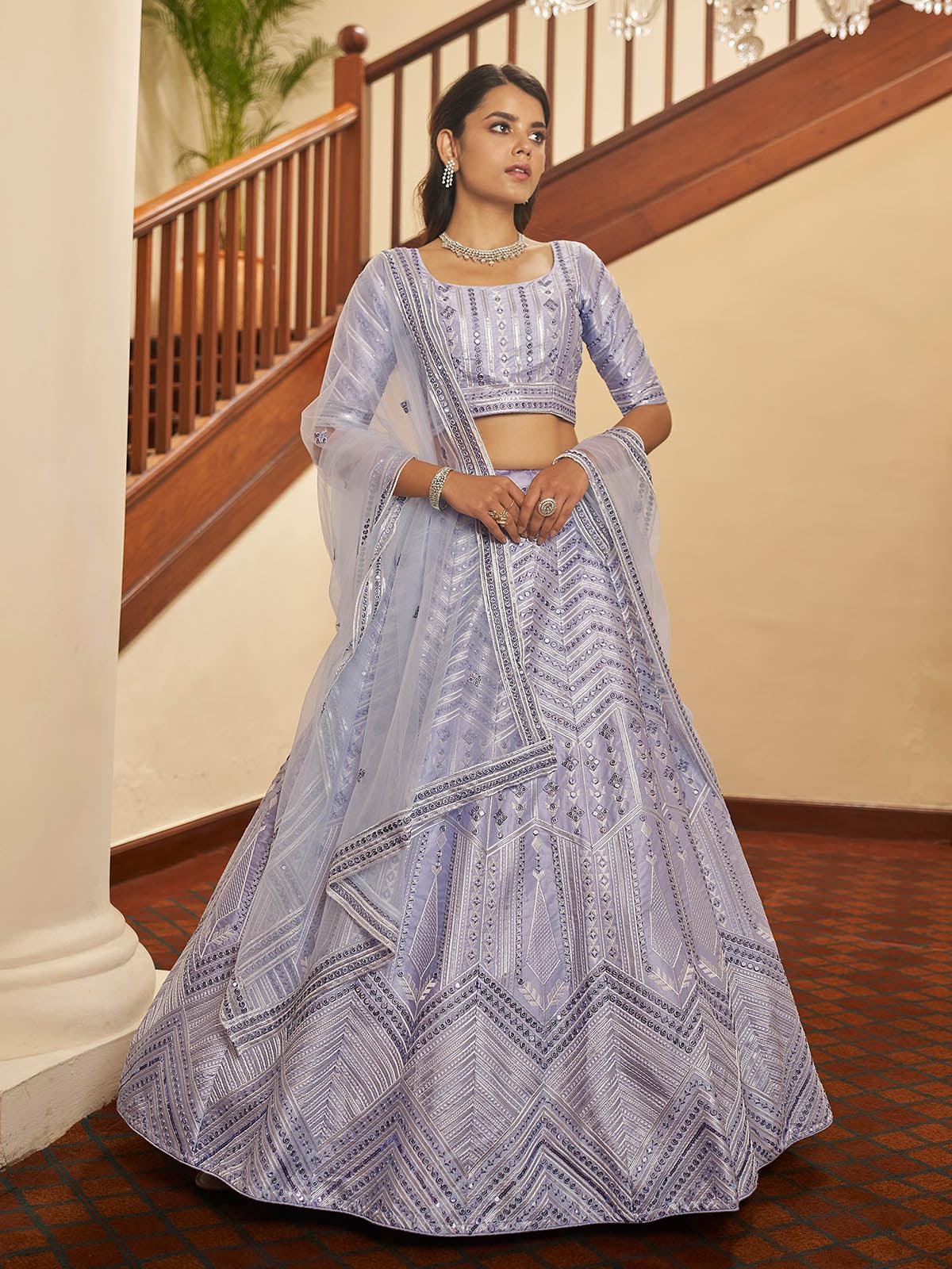 Odette Women Impressive Lavender Silk Semi Stitched Lehenga With  Unstitched Blouse - Image 2