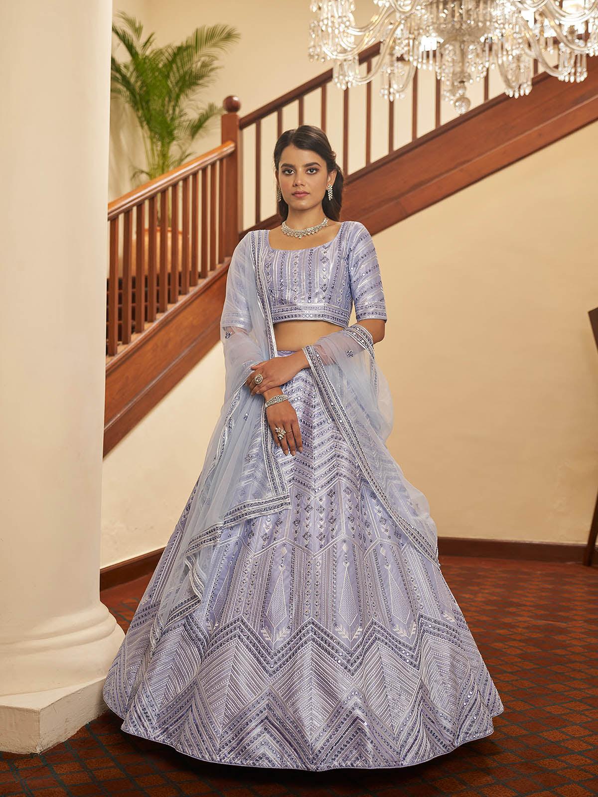 Odette Women Impressive Lavender Silk Semi Stitched Lehenga With  Unstitched Blouse - Image 4