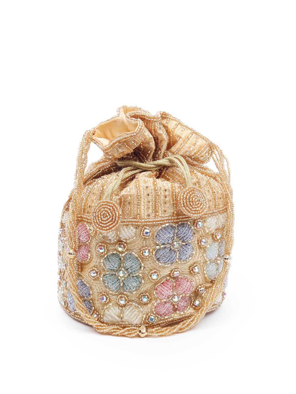 Odette Women Impressive Multi Colored Embroidered Potli - Image 3