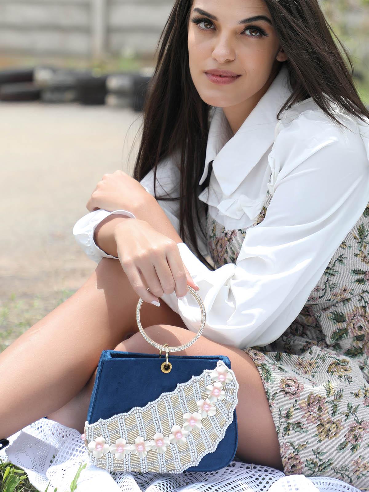 Odette Women Impressive Blue Clutch - Image 2