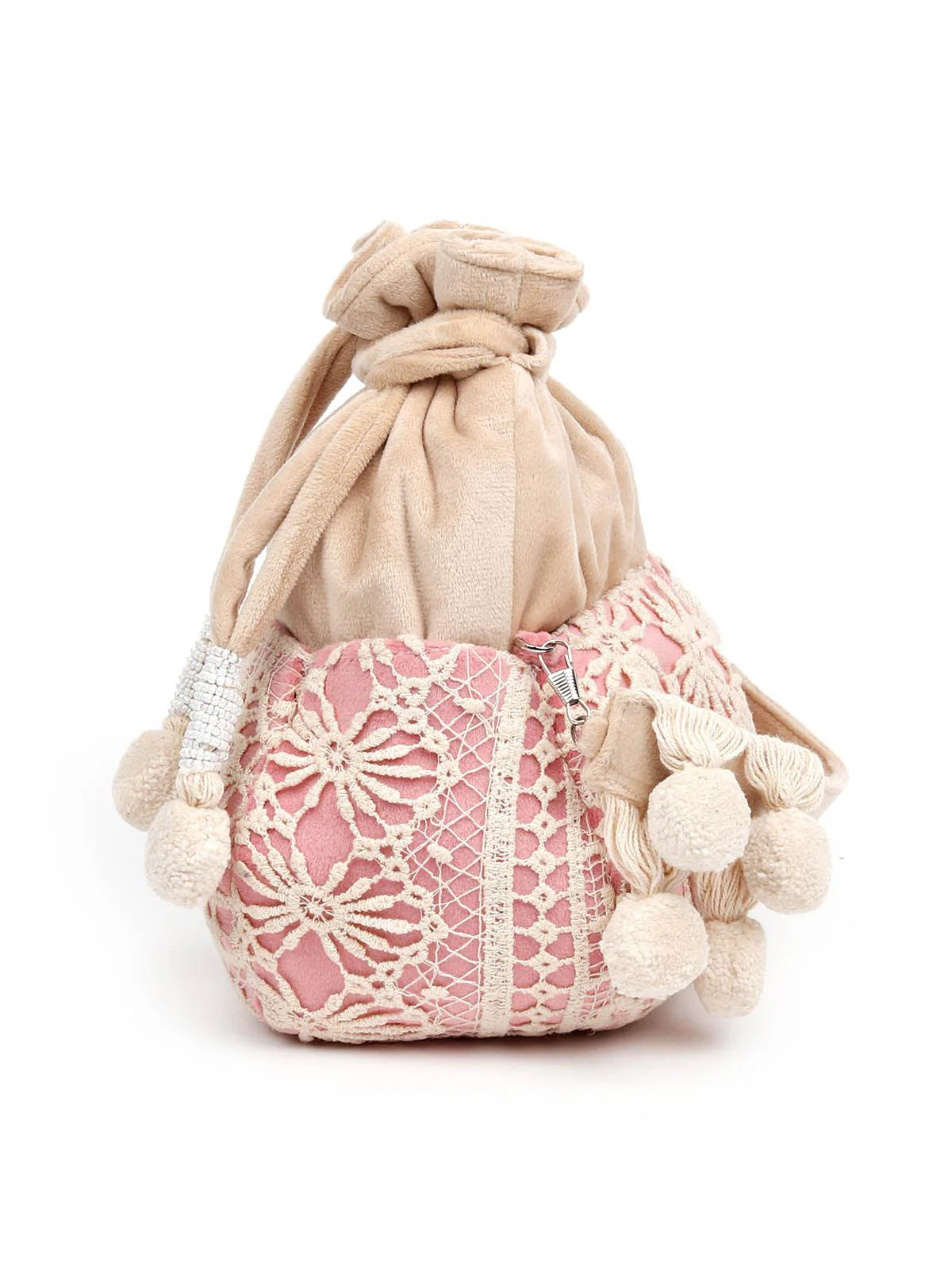 Odette Women Impressive Pink Embroidered Potli Bag - Image 4