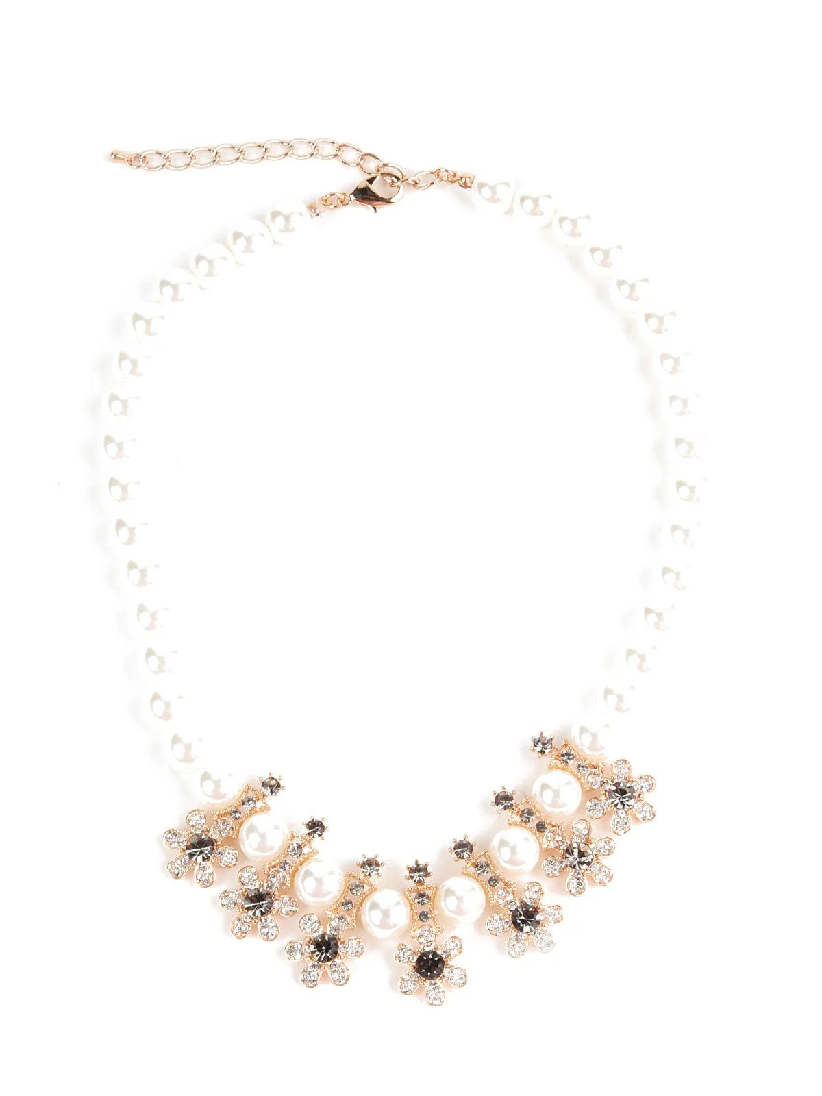 Odette Women Isa Floral Crystal And Pearl Neckpiece - Image 3