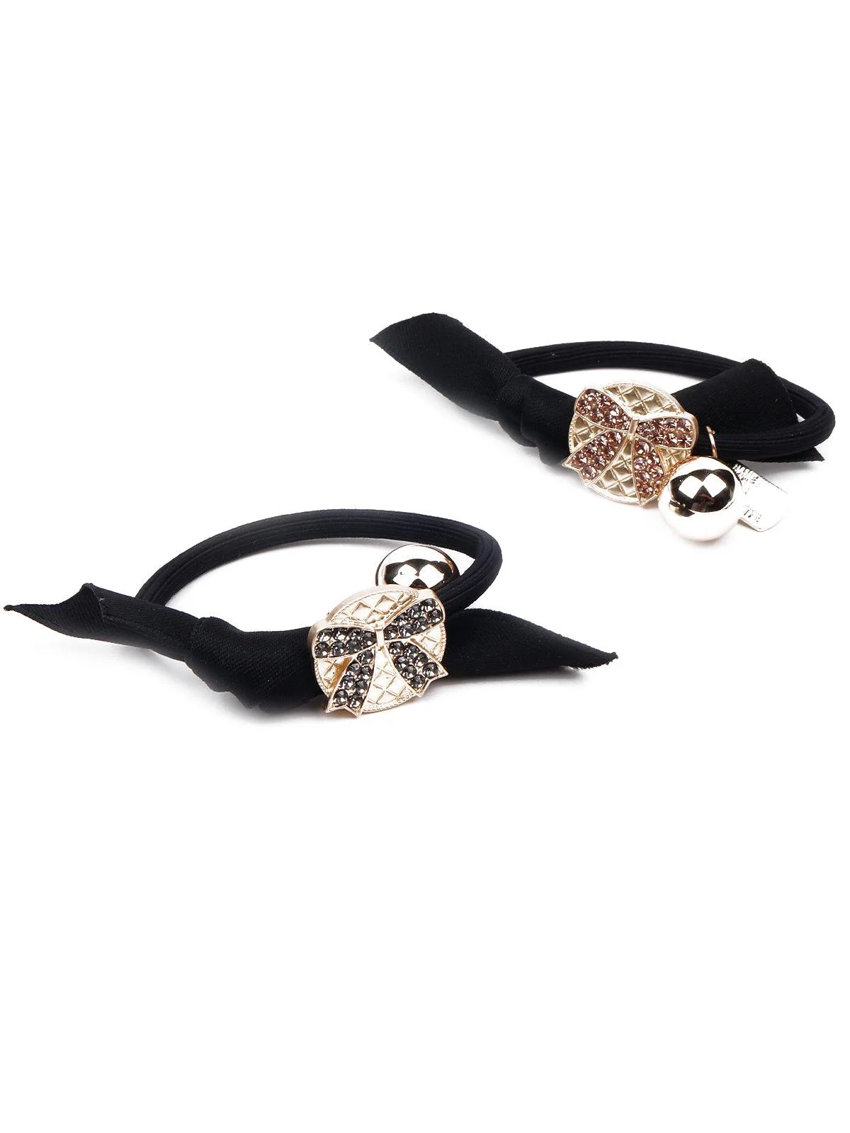 Odette Women Black Elastic Rubber Band -2 Piece - Image 2