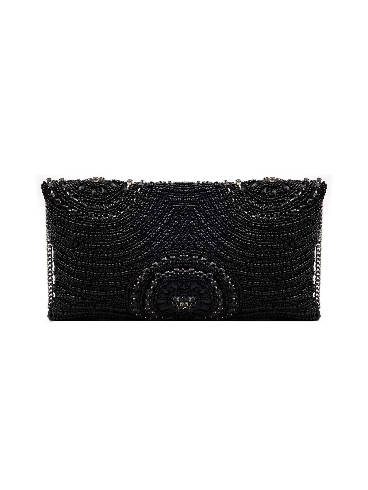 Odette Women Jet Black Gorgeous Embellished Sling Bag - Image 5