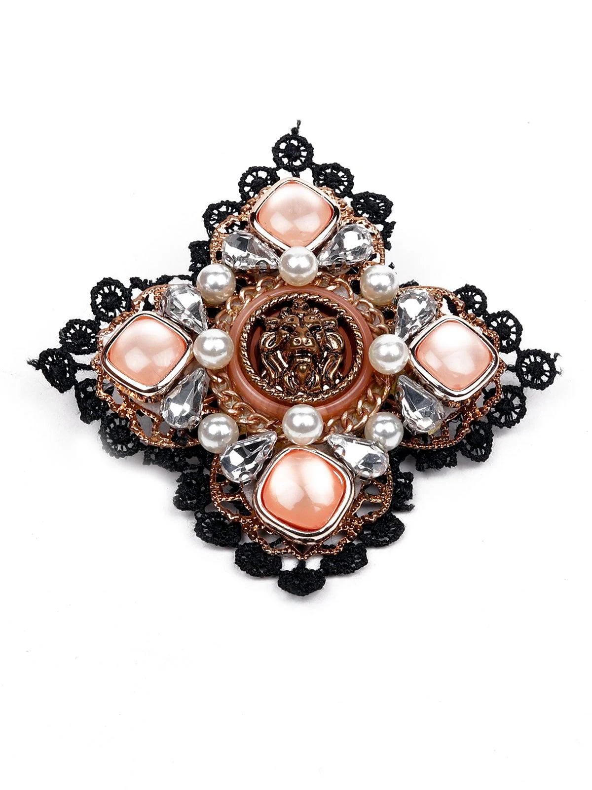 Odette Women Black Velvet Metal Brooch - Image 3