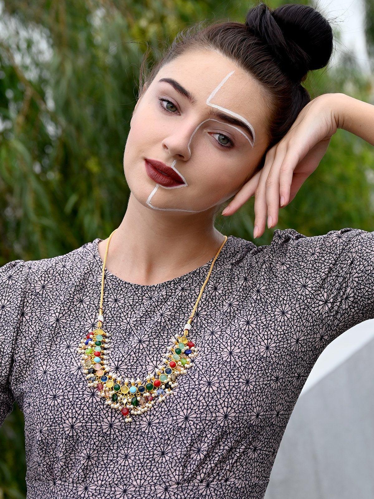 Odette Women Jewel-Tone Multicolour Princess Necklace Set - Image 2