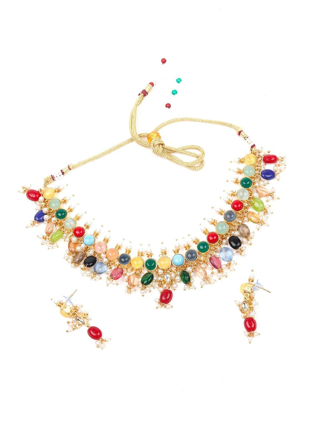 Odette Women Jewel-Tone Multicolour Princess Necklace Set - Image 3