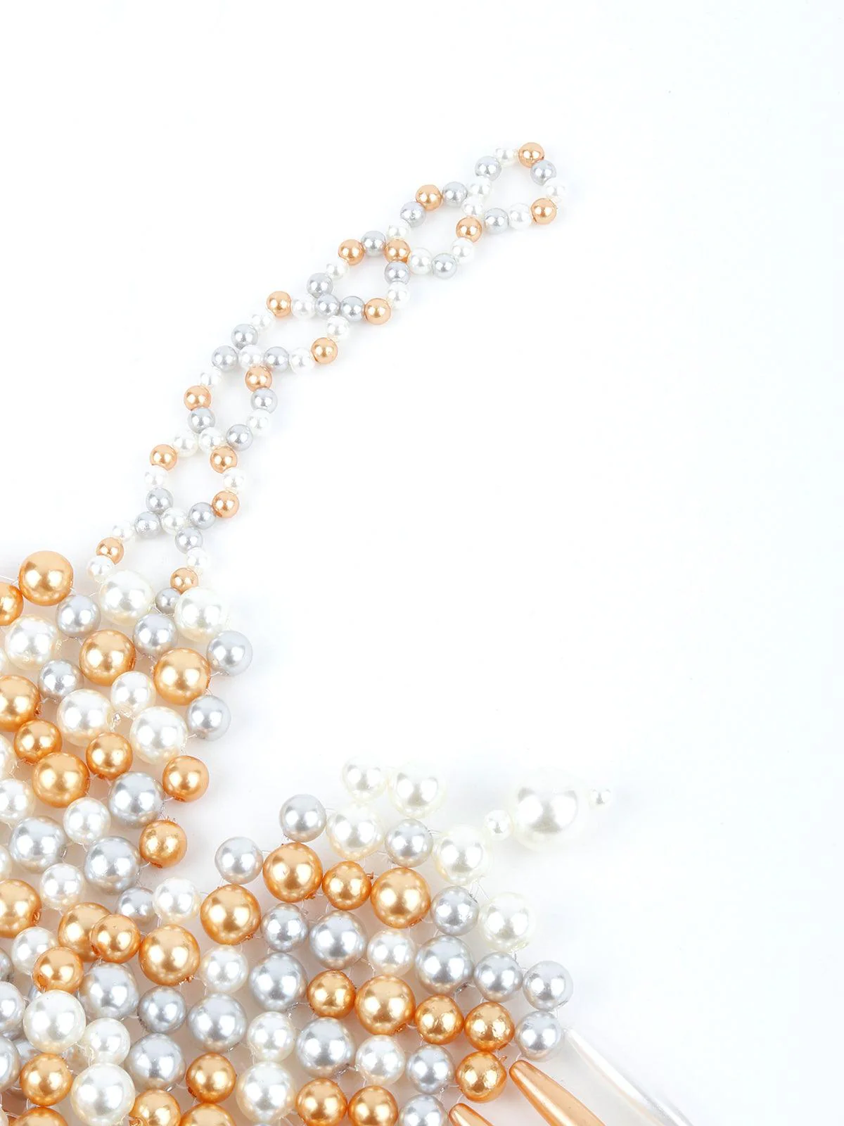Odette Women Jumana White And Gold Pearl Chunky Neckpiece - Image 4