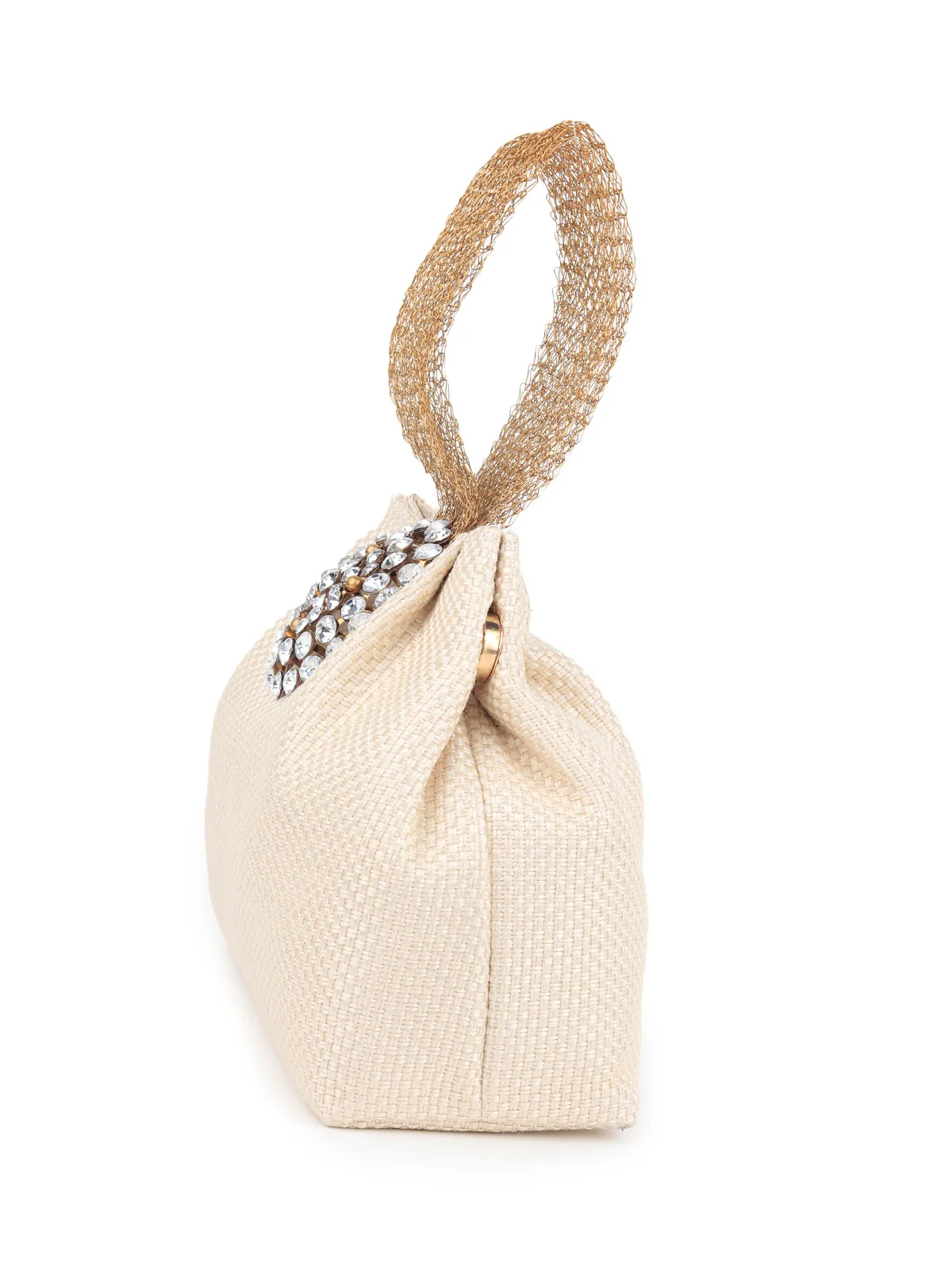 Odette Women Jute With Golden Centre Strap Batuas - Image 5