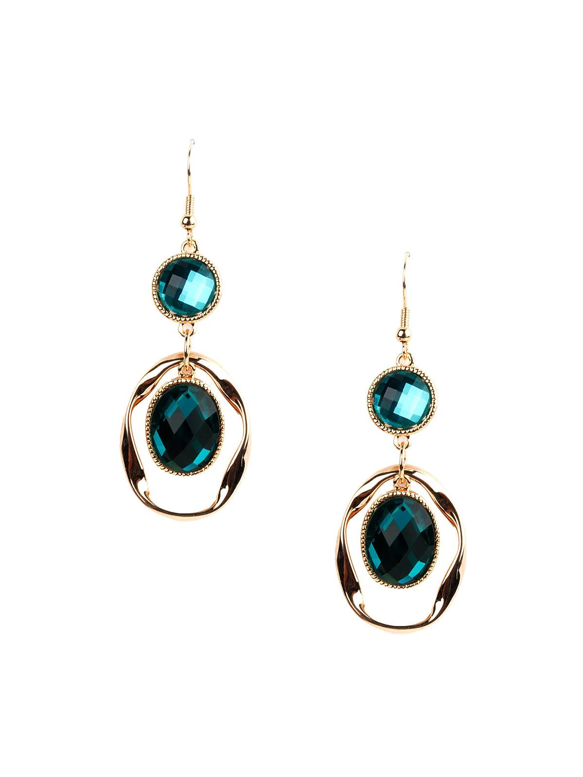 Odette Women Kito Emerald Green Dangling Earrings - Image 3