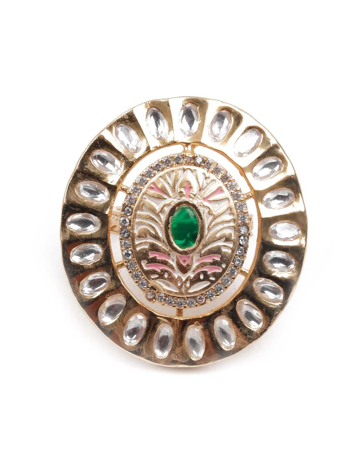 Odette Women Kundan Embellished Finger Ring - Image 3