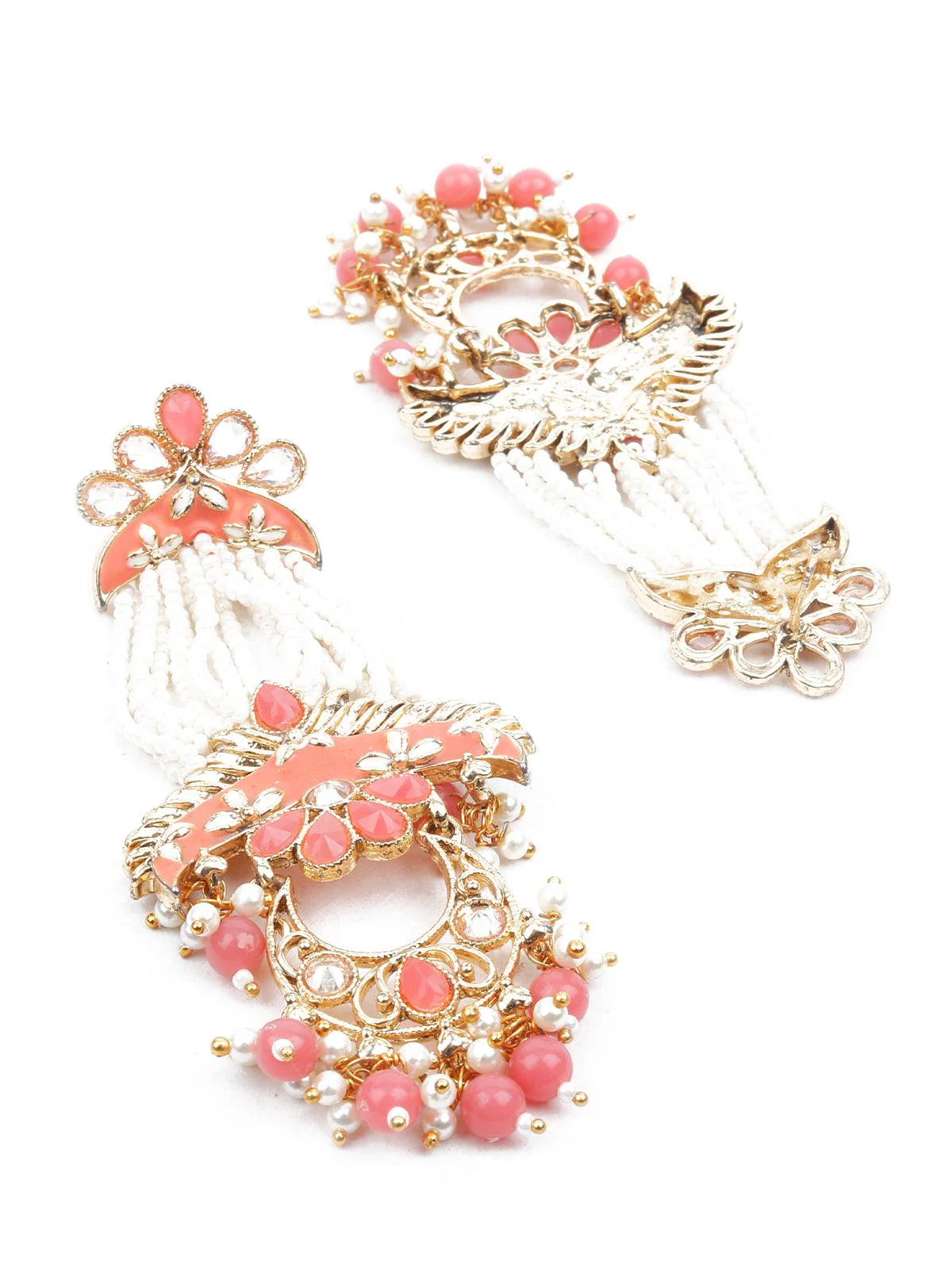 Odette Women Kundan Studded Meenakari Dangle Earrings - Image 3