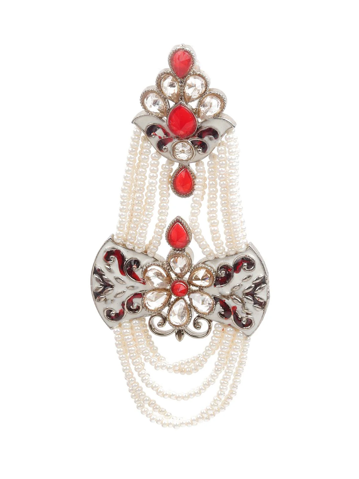 Odette Women Kundan Studded Meenakari Dangle Earrings - Image 2