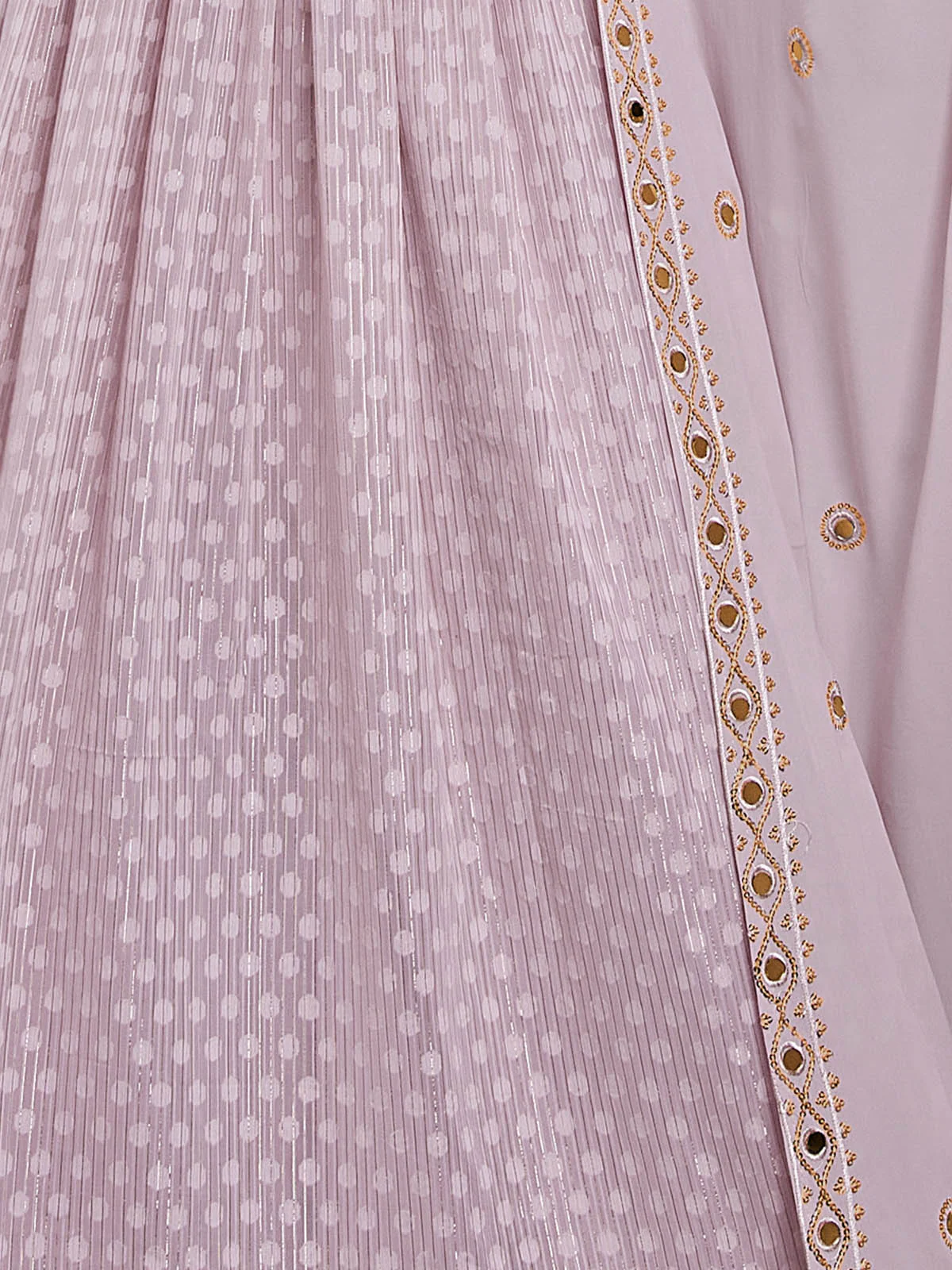 Odette Women Lavender Georgette Embroidered Stitched  Salwar Suit - Image 5