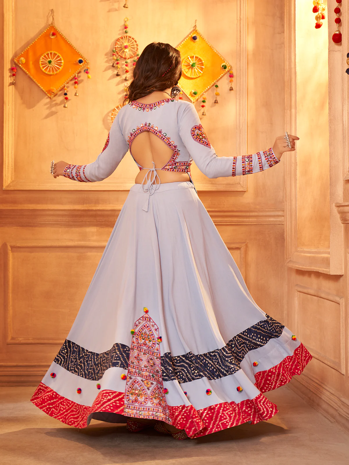 Odette Lavender Viscose Rayon Embroidered Stitched Lehenga Choli For Women - Image 6