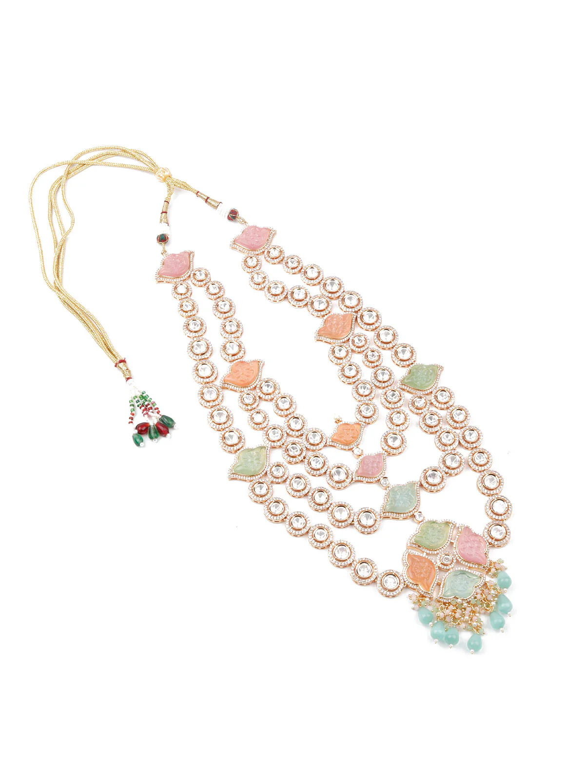 Odette Women Layered Bridal Long Rani Haar Necklace Set - Image 4