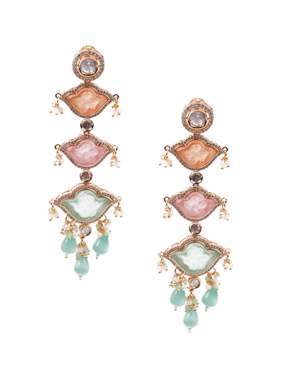 Odette Women Layered Bridal Long Rani Haar Necklace Set - Image 7