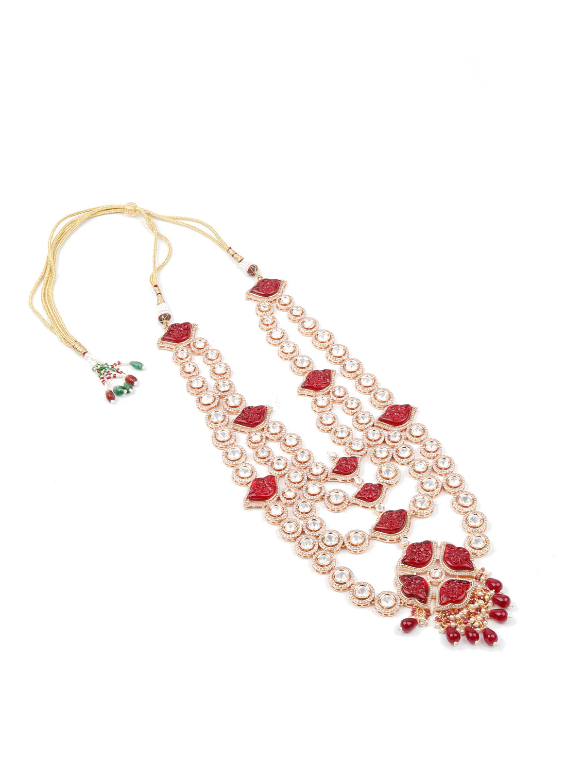 Odette Women Layered Bridal Long Rani Haar Necklace Set - Image 4