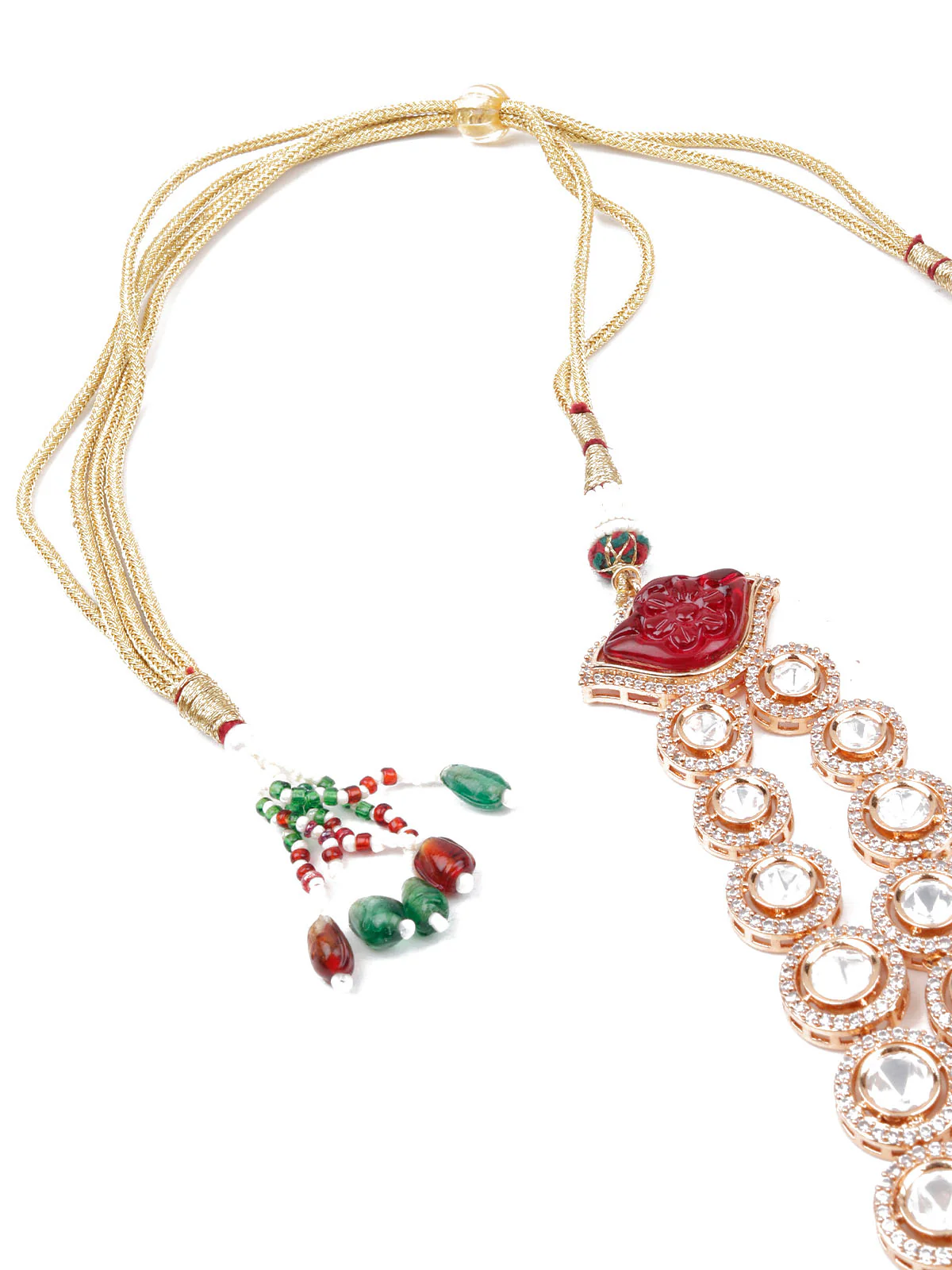 Odette Women Layered Bridal Long Rani Haar Necklace Set - Image 6