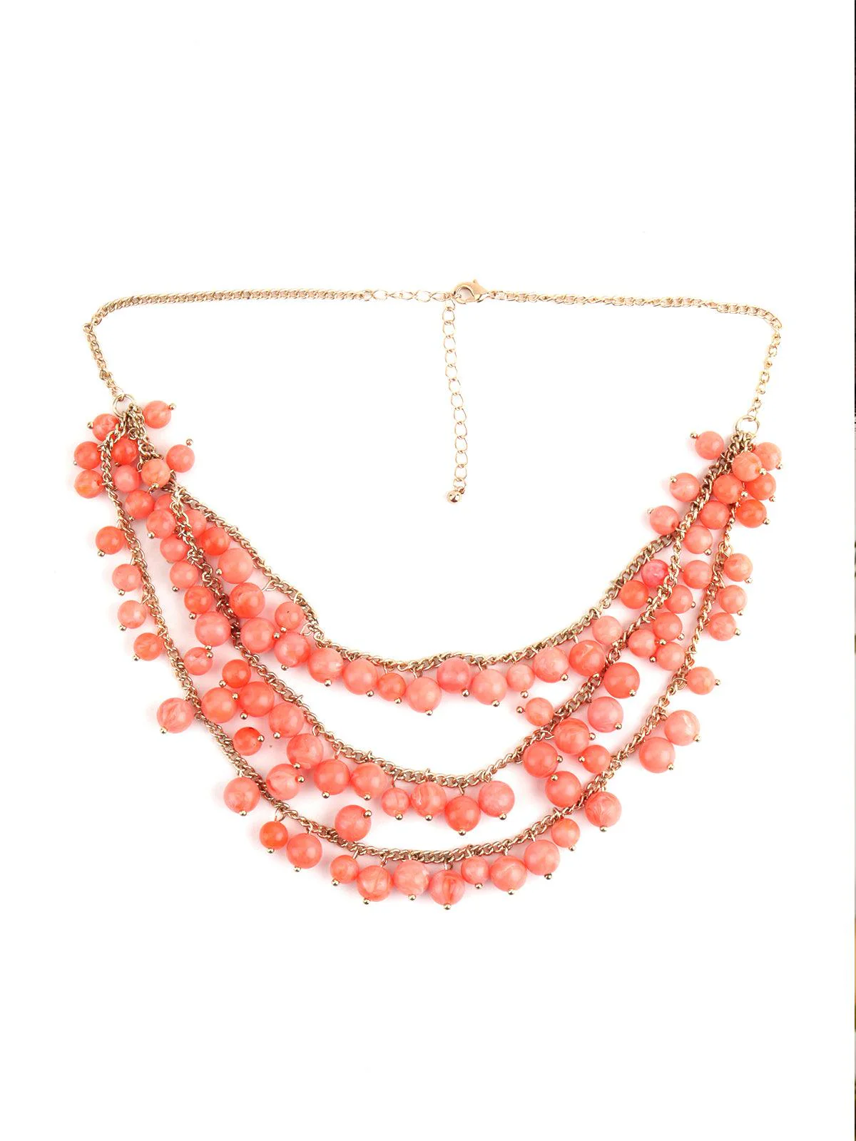 Odette Women Layered Peach Pearl Necklace - Image 3
