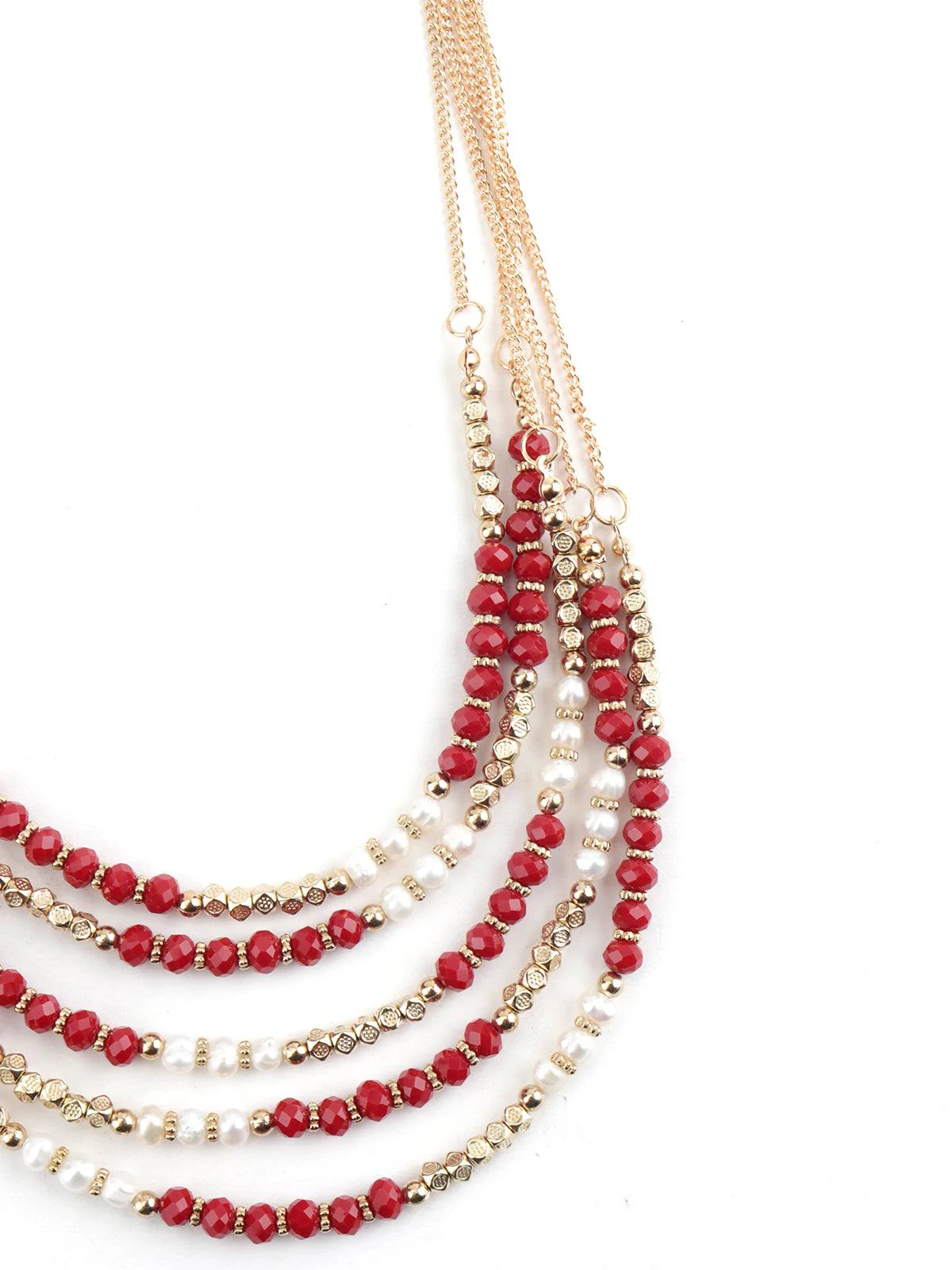 Odette Women Layered Red Crystal Necklace - Image 4