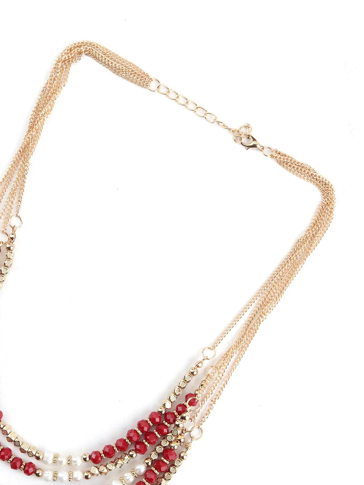 Odette Women Layered Red Crystal Necklace - Image 5