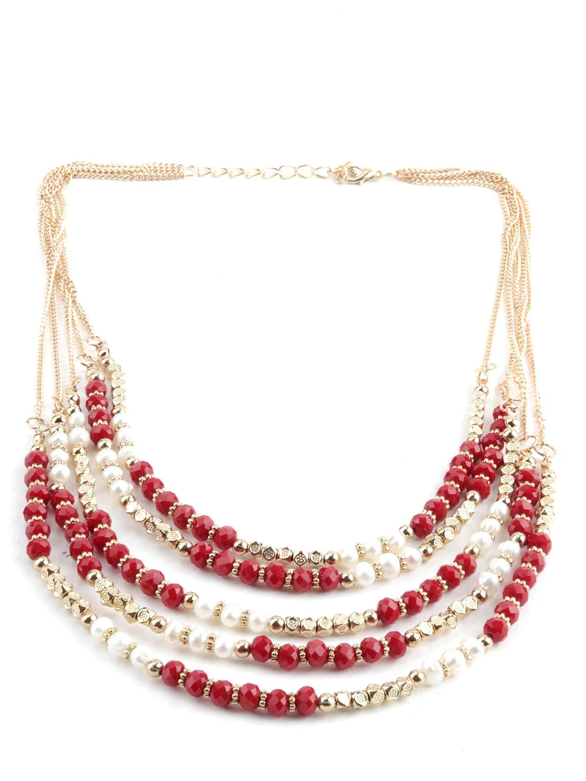 Odette Women Layered Red Crystal Necklace - Image 6
