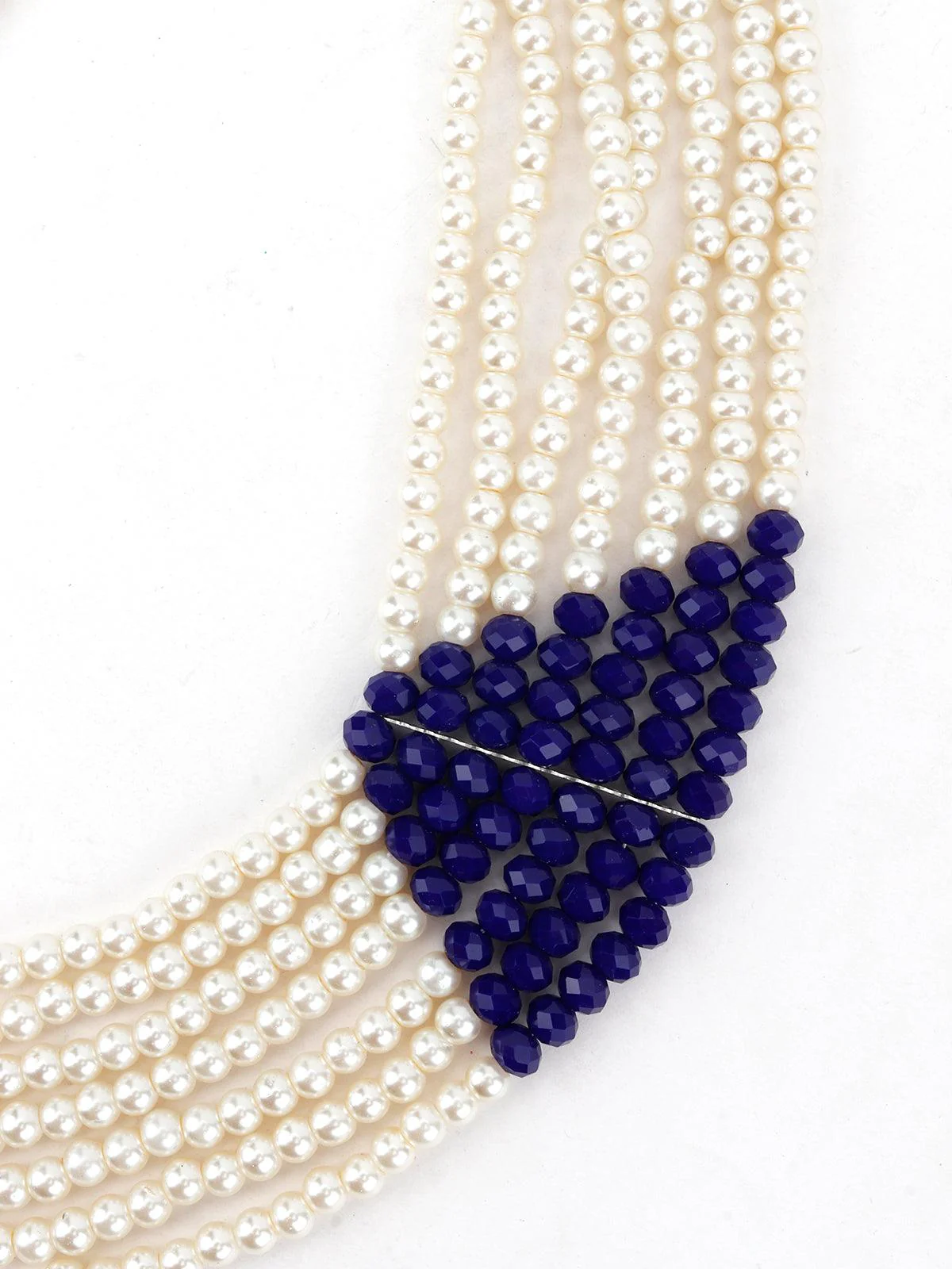 Odette Women Layering White And Royal Blue Pearl Queen Look Necklace - Image 5