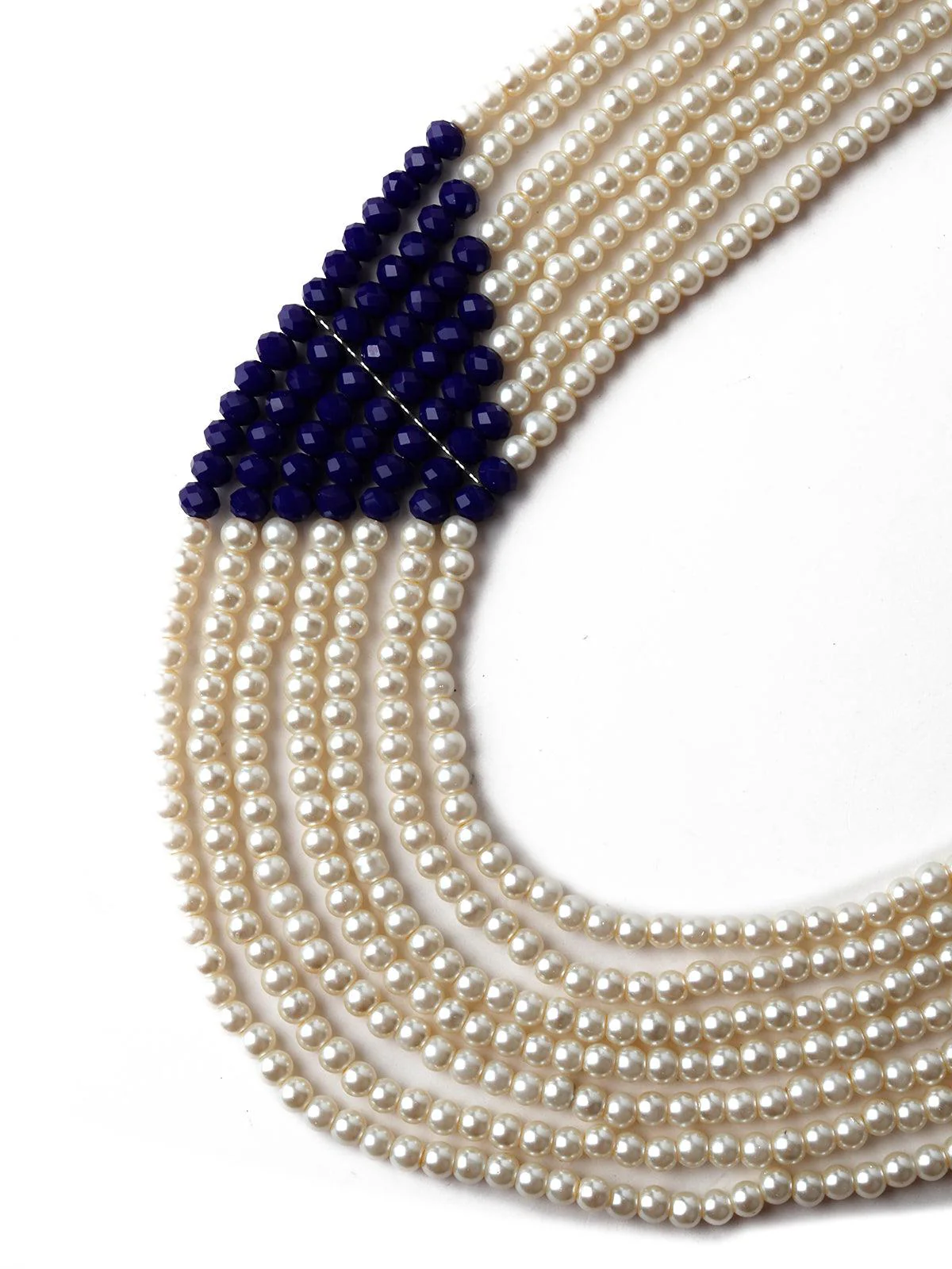 Odette Women Layering White And Royal Blue Pearl Queen Look Necklace - Image 6