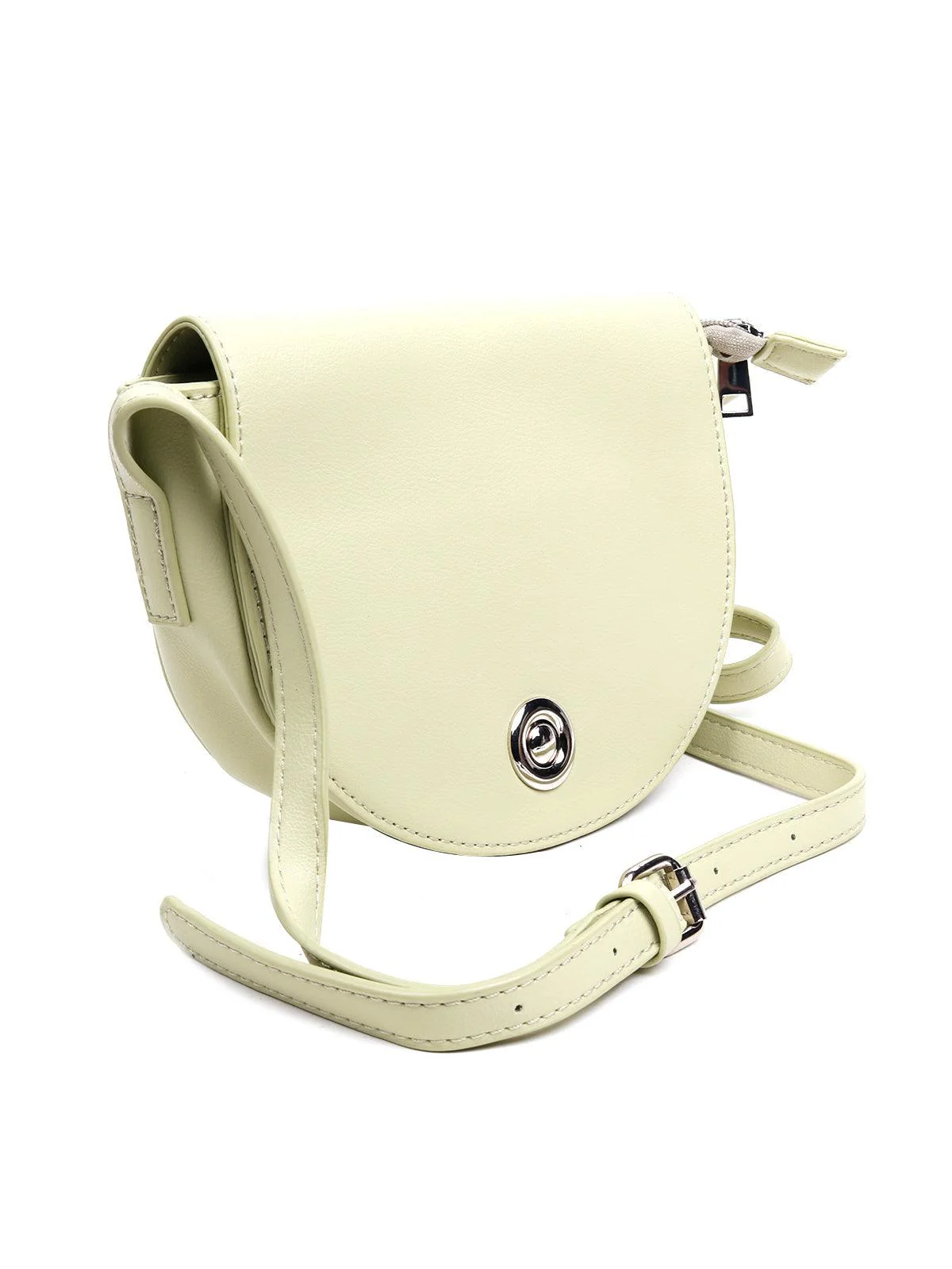 Odette Women Lemon Yellow Smooth Solid Sling Bag - Image 4
