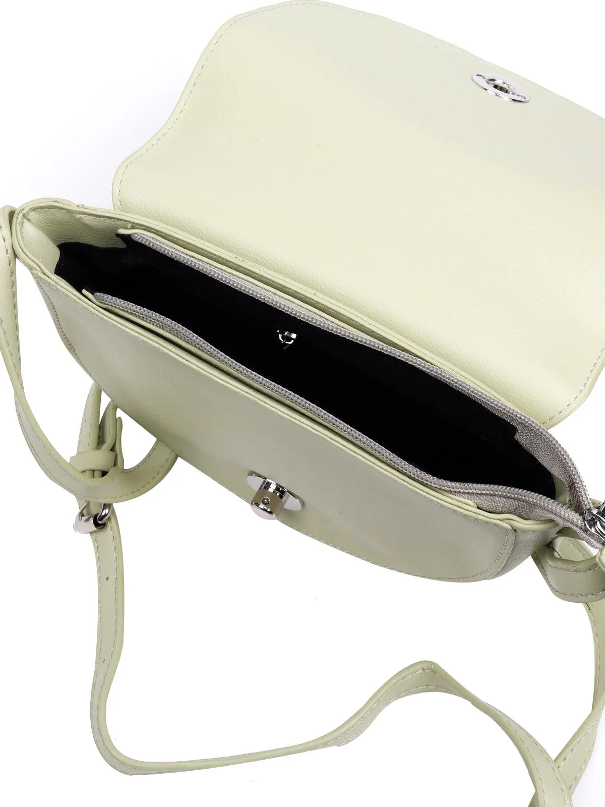 Odette Women Lemon Yellow Smooth Solid Sling Bag - Image 6