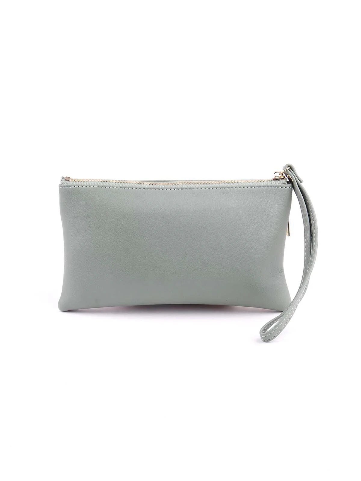 Odette Women Light Green And White Floral Pouch - Image 5