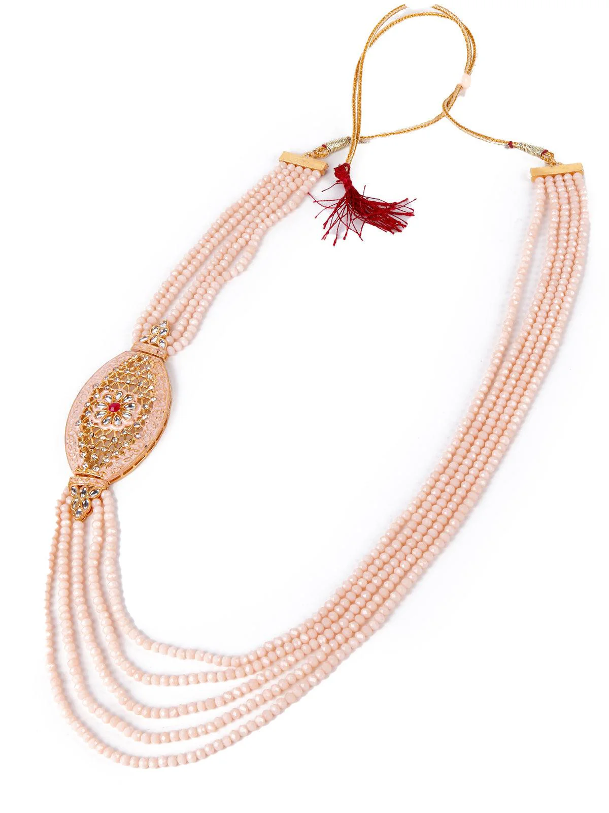 Odette Light Peach Designer Elegant Necklace Set For Women - Image 4