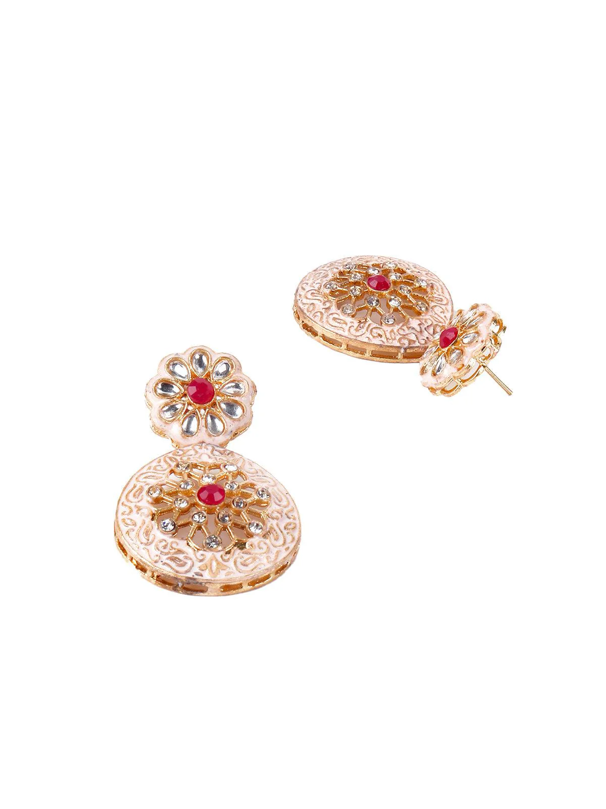 Odette Light Peach Designer Elegant Necklace Set For Women - Image 6