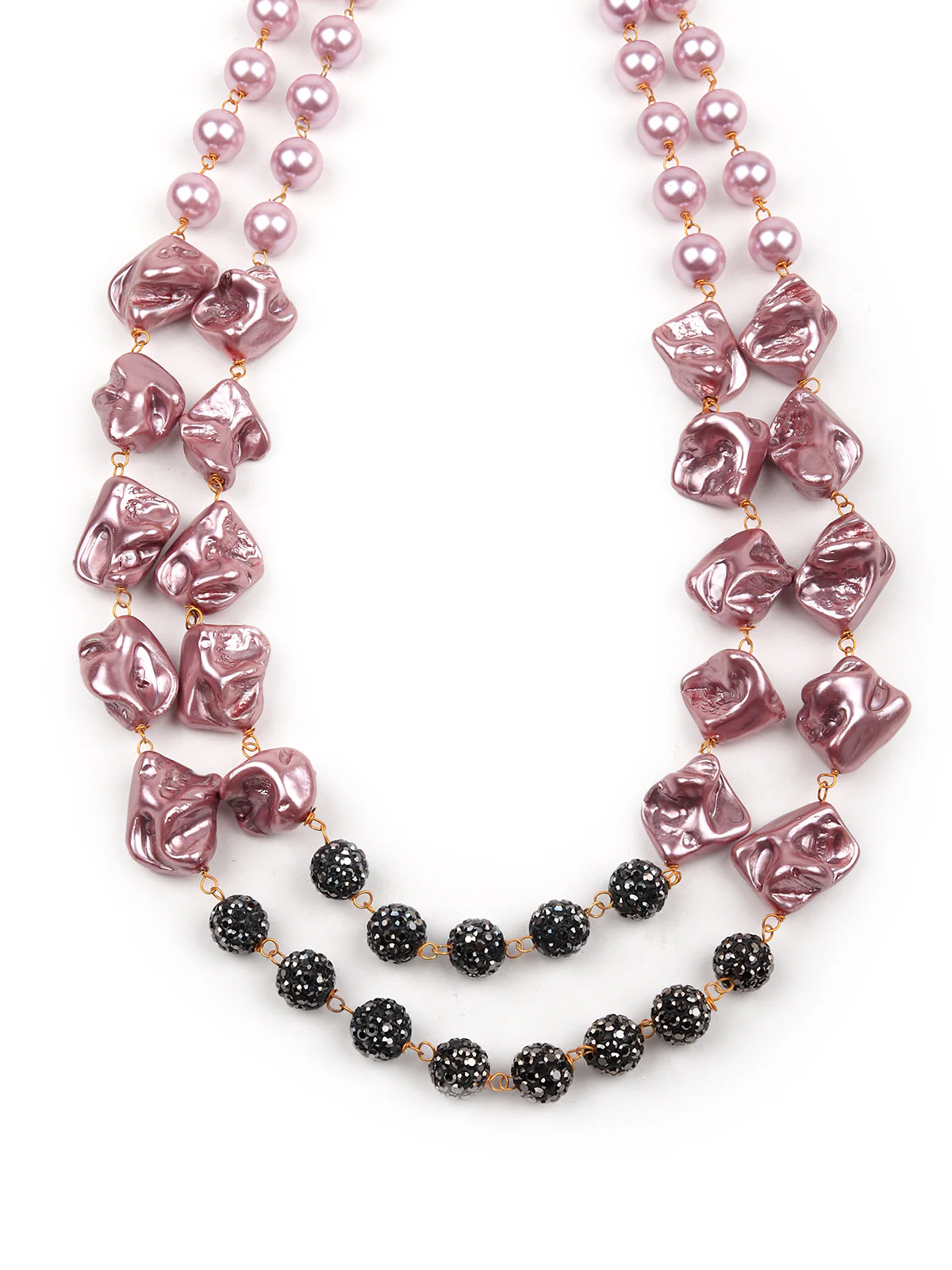 Odette Women Lilac And Grey Beaded Long Necklace - Image 5