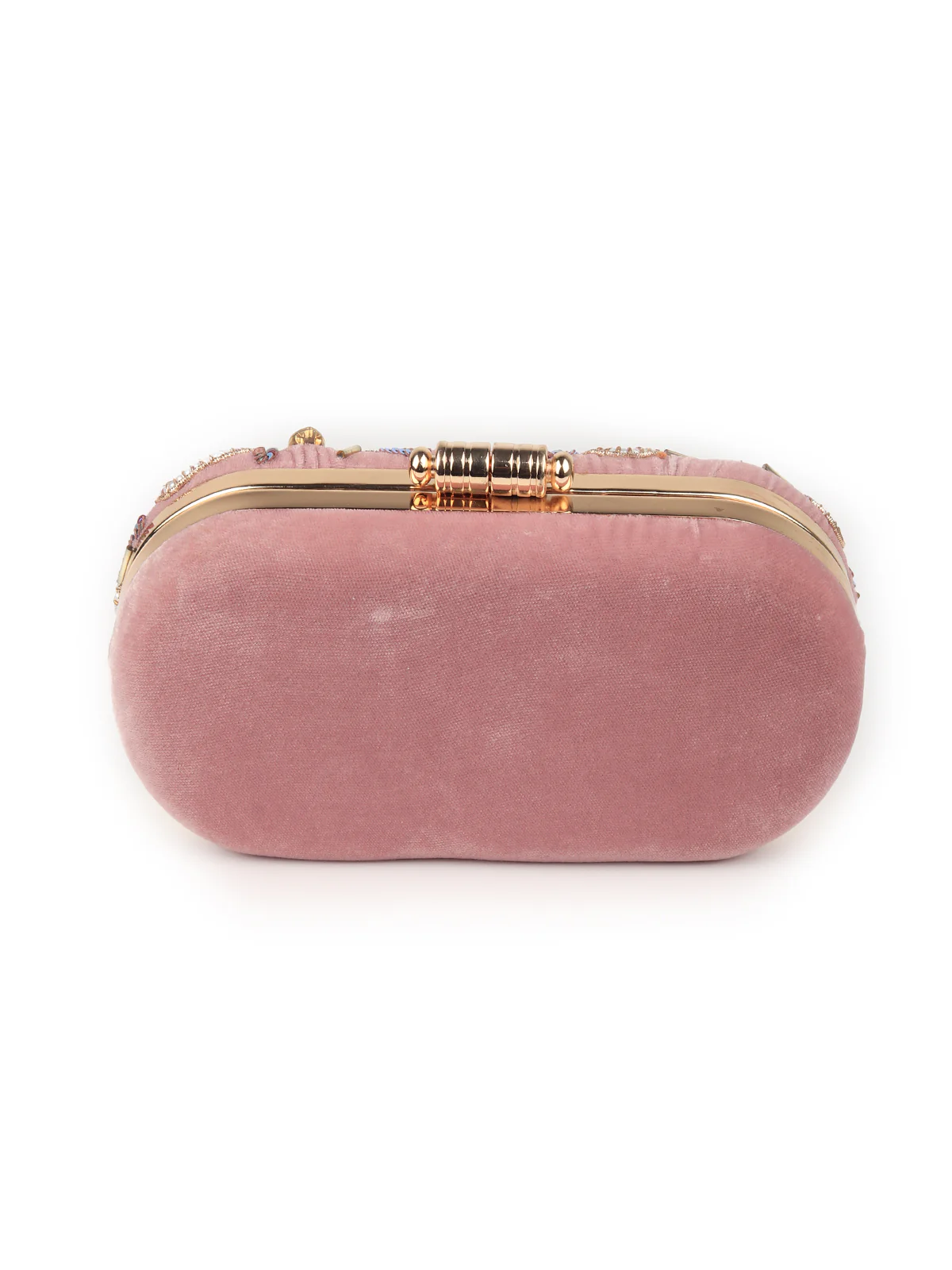 Odette Women Lilac Embroidered Velvet Clutch - Image 5