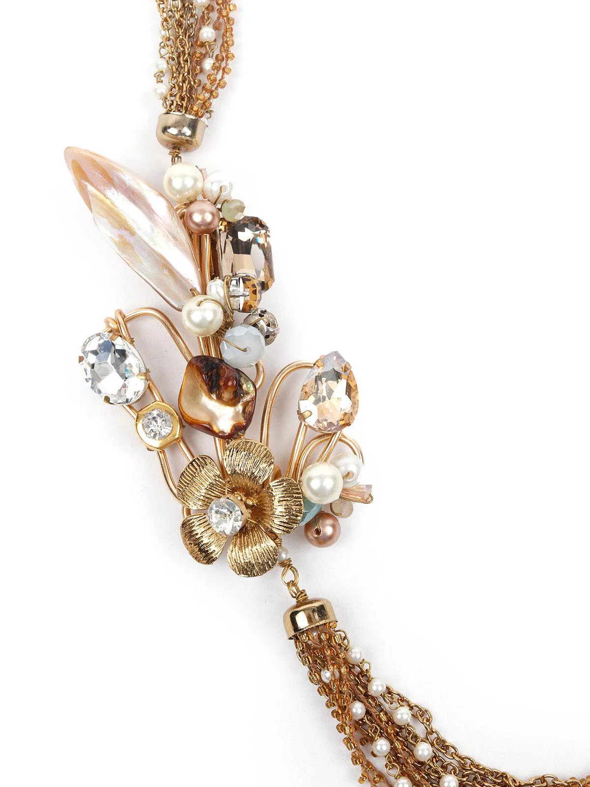Odette Long Gold Brooch Necklace Set For Women - Image 4