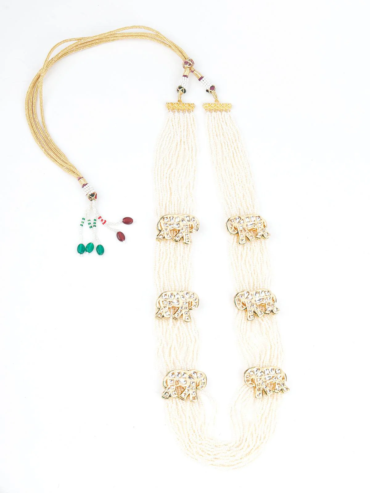 Odette Women Long White Pearl Chain With Elephant Stud - Image 3