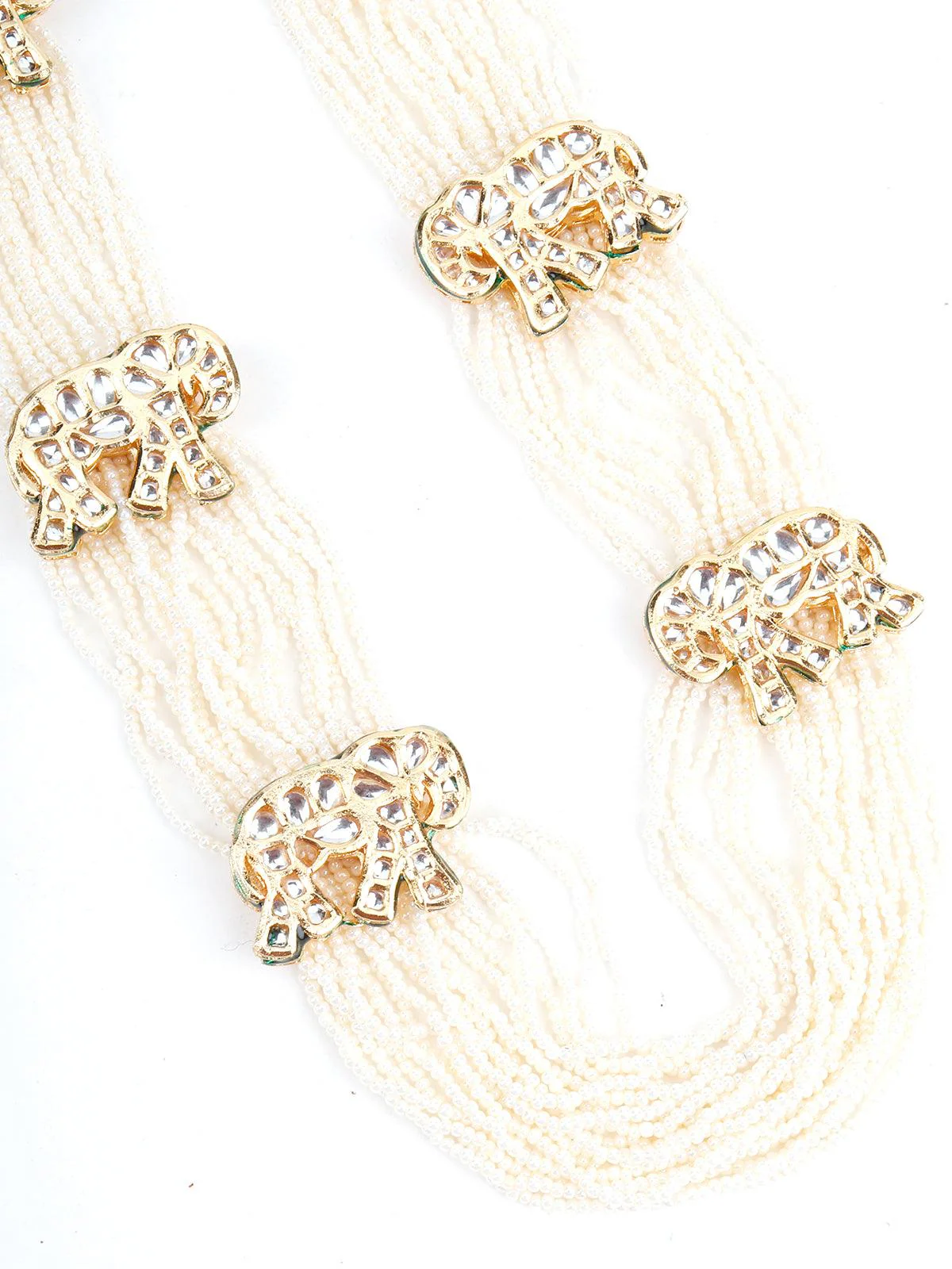 Odette Women Long White Pearl Chain With Elephant Stud - Image 4