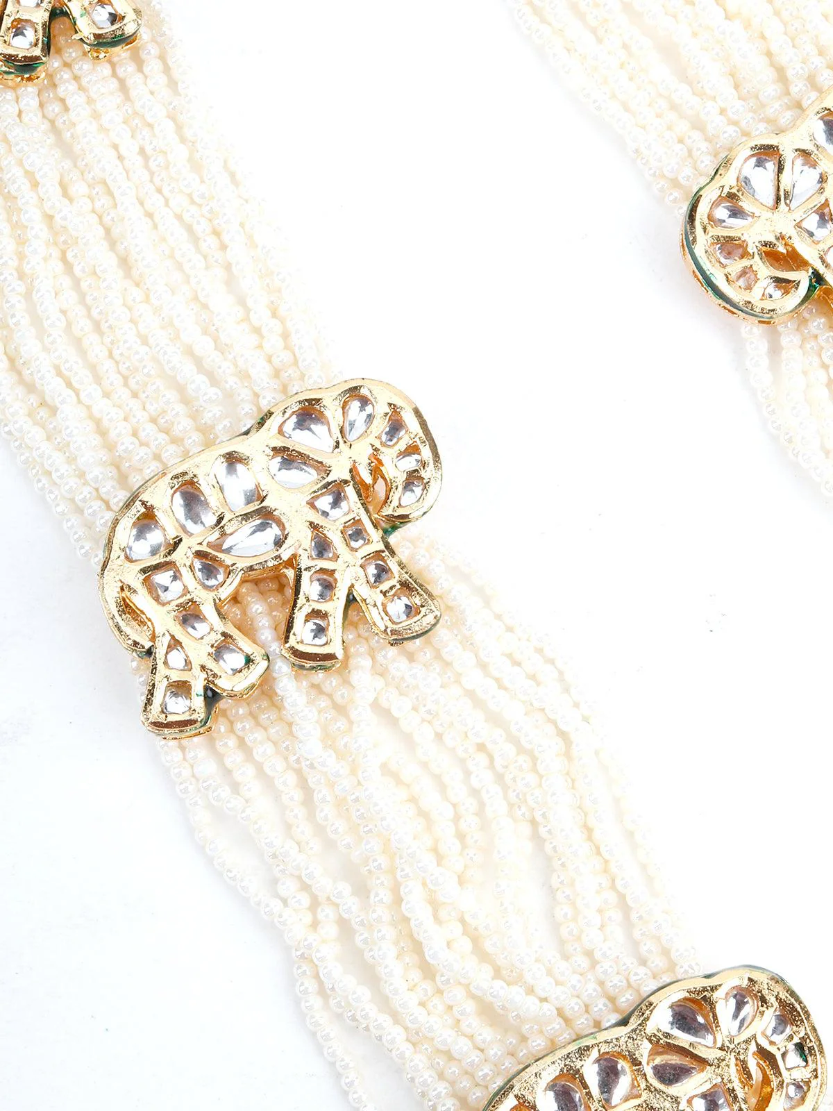 Odette Women Long White Pearl Chain With Elephant Stud - Image 5