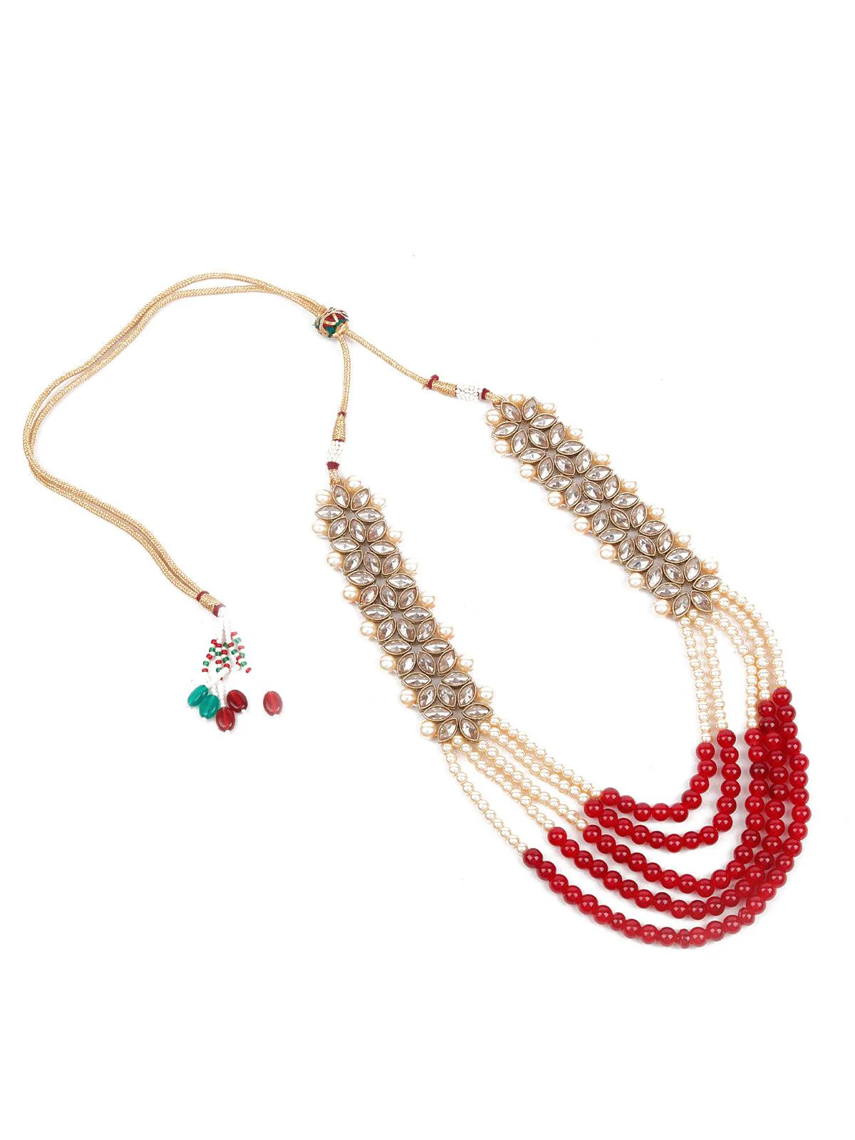 Odette Women Lovely Gold And Red Long Neck Piece - Image 2
