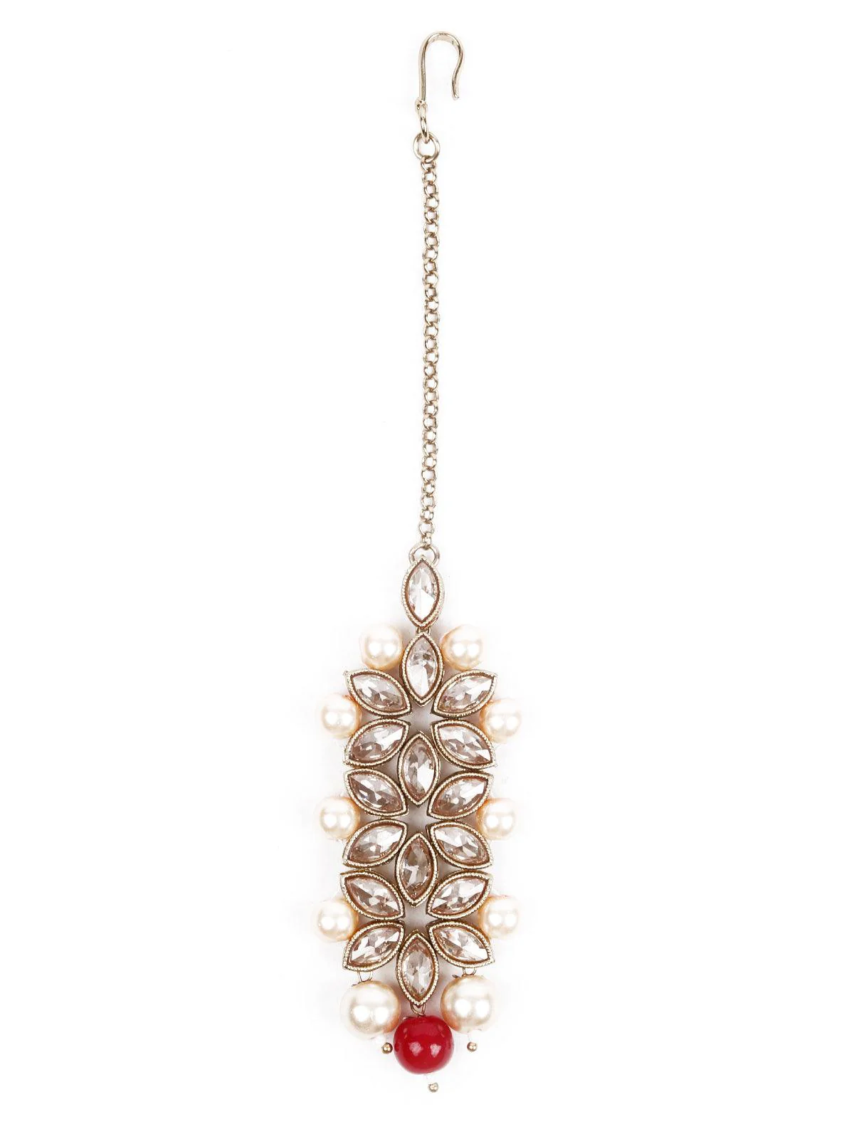 Odette Women Lovely Gold And Red Long Neck Piece - Image 5
