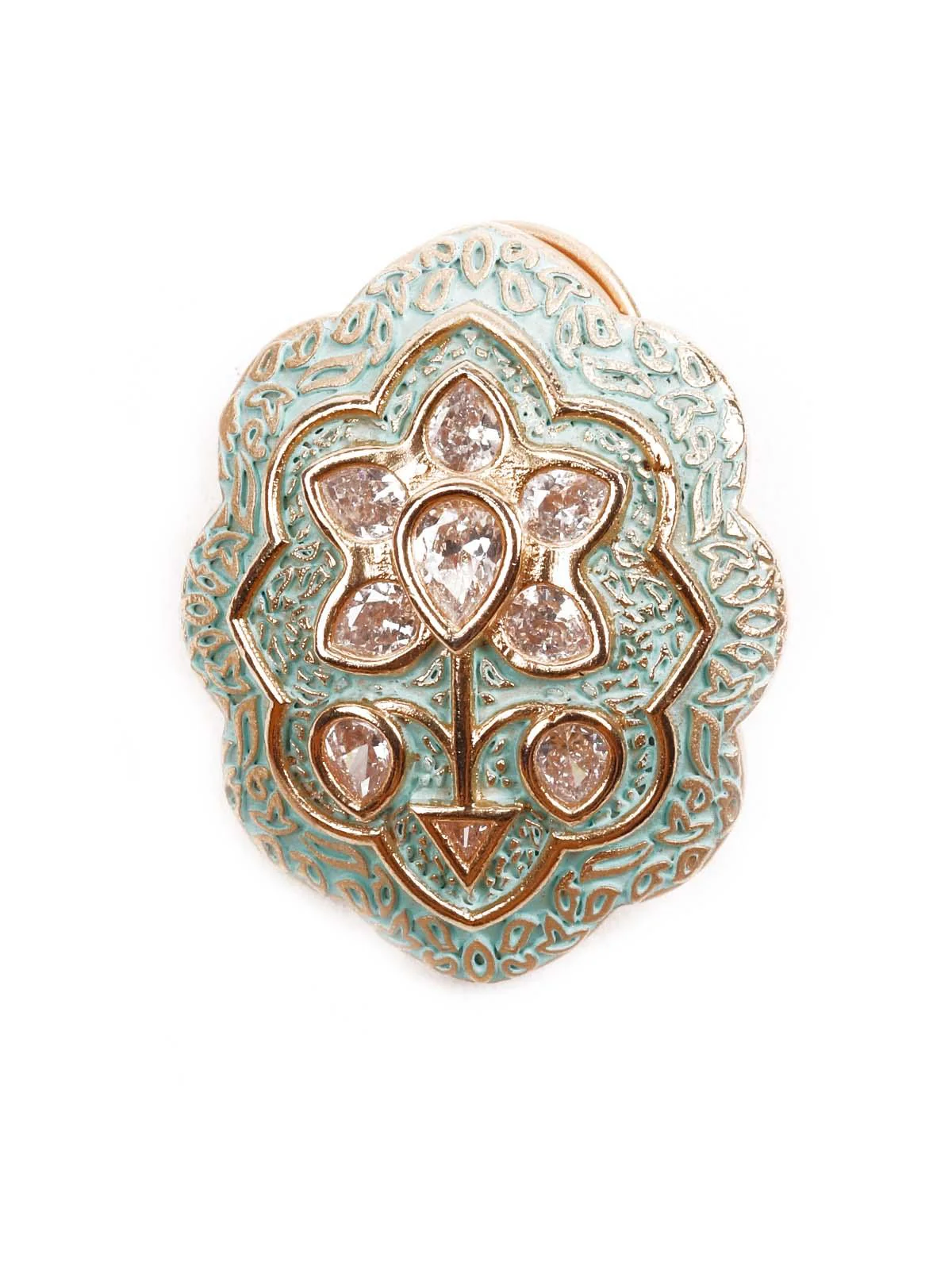 Odette Women Luxuriant Gold Meenakari Ear Studds - Image 5