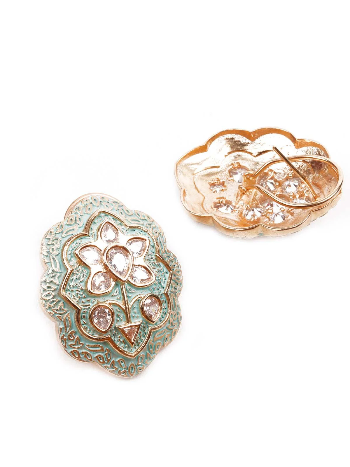 Odette Women Luxuriant Gold Meenakari Ear Studds - Image 6