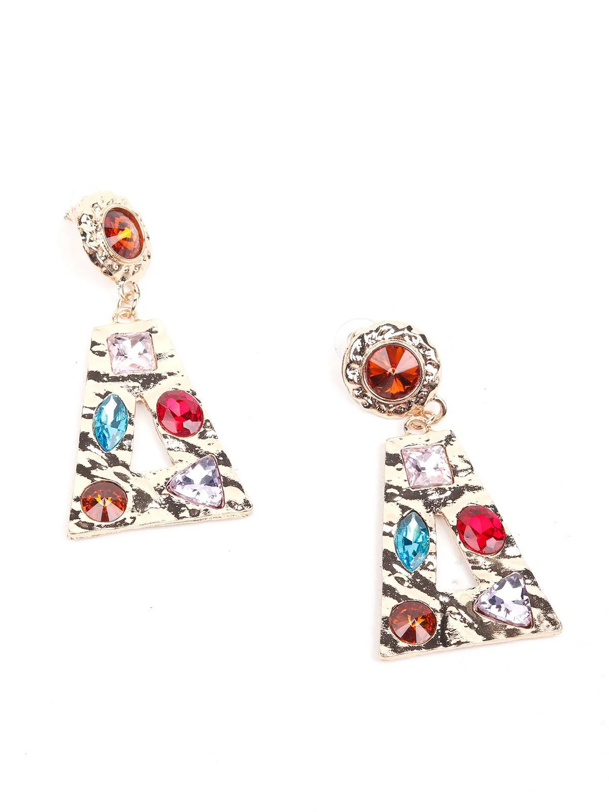 Odette Women Multicolour Metal Drop Earrings - Image 6