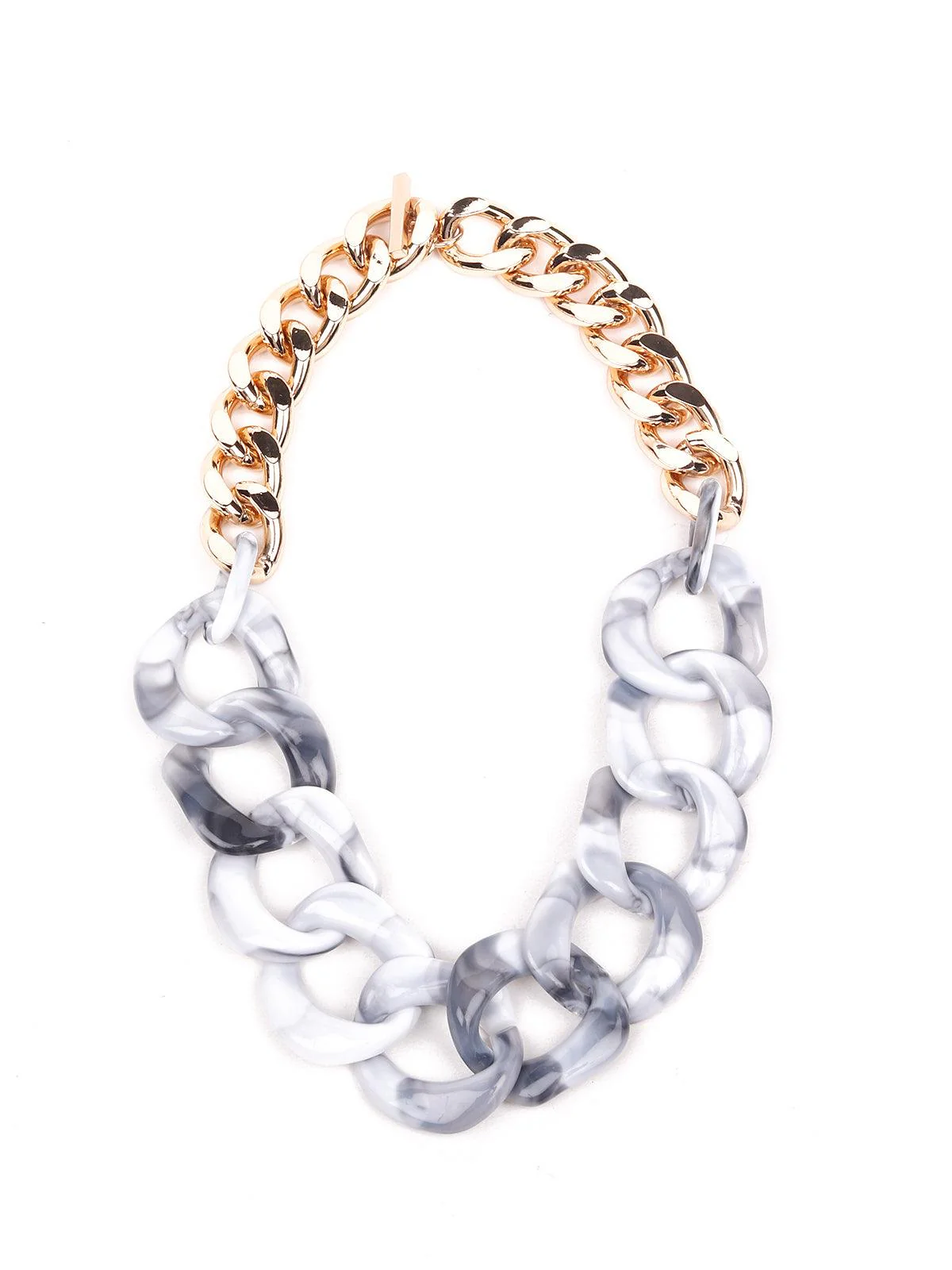 Odette Women Marble Effect Grey And White Chunky Statement Necklace - Image 3